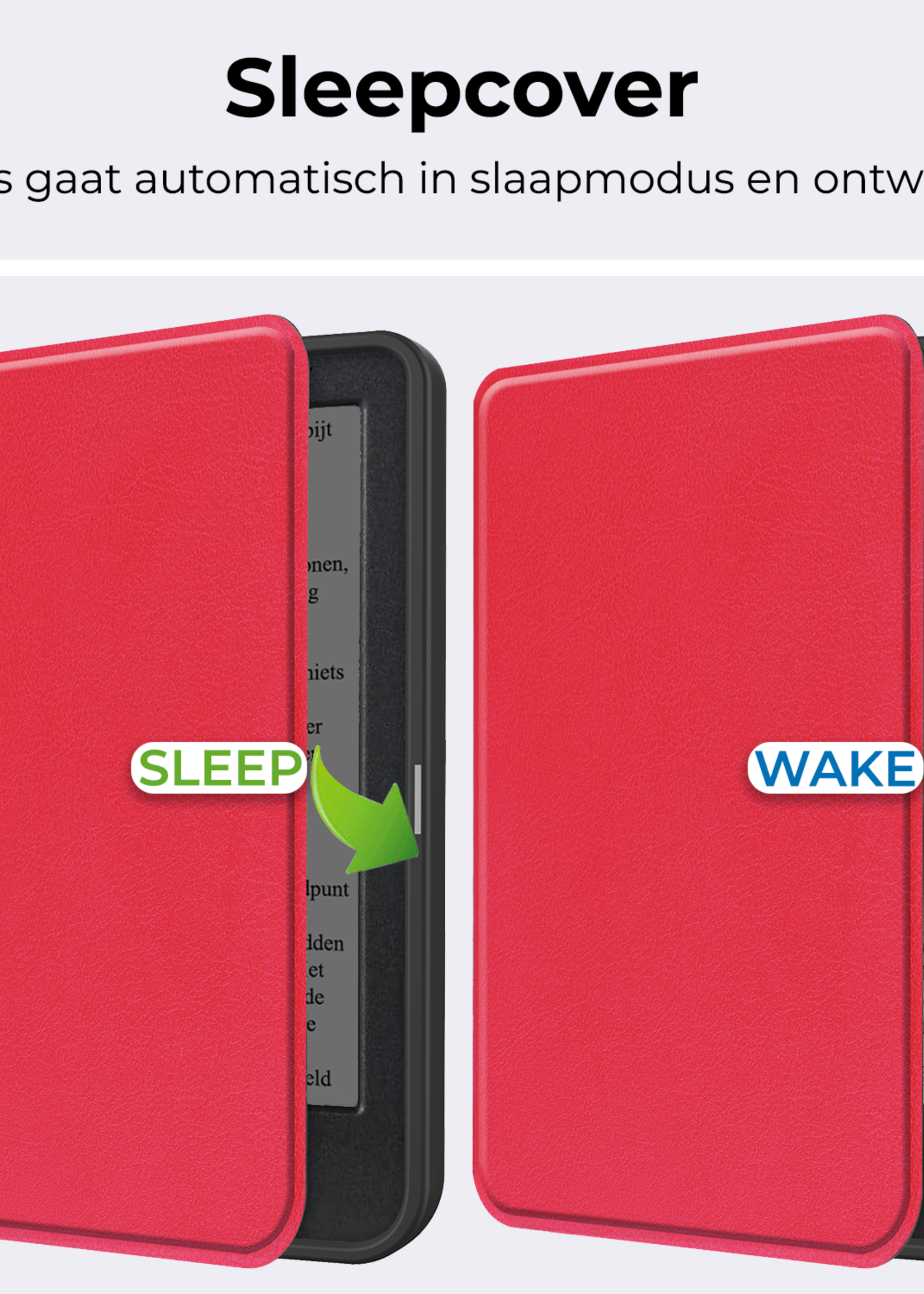 BTH Hoesje Geschikt voor Kobo Clara BW Hoesje Luxe Bescherm Case - Hoes Geschikt voor Kobo Clara BW Hoes Book Cover - Rood