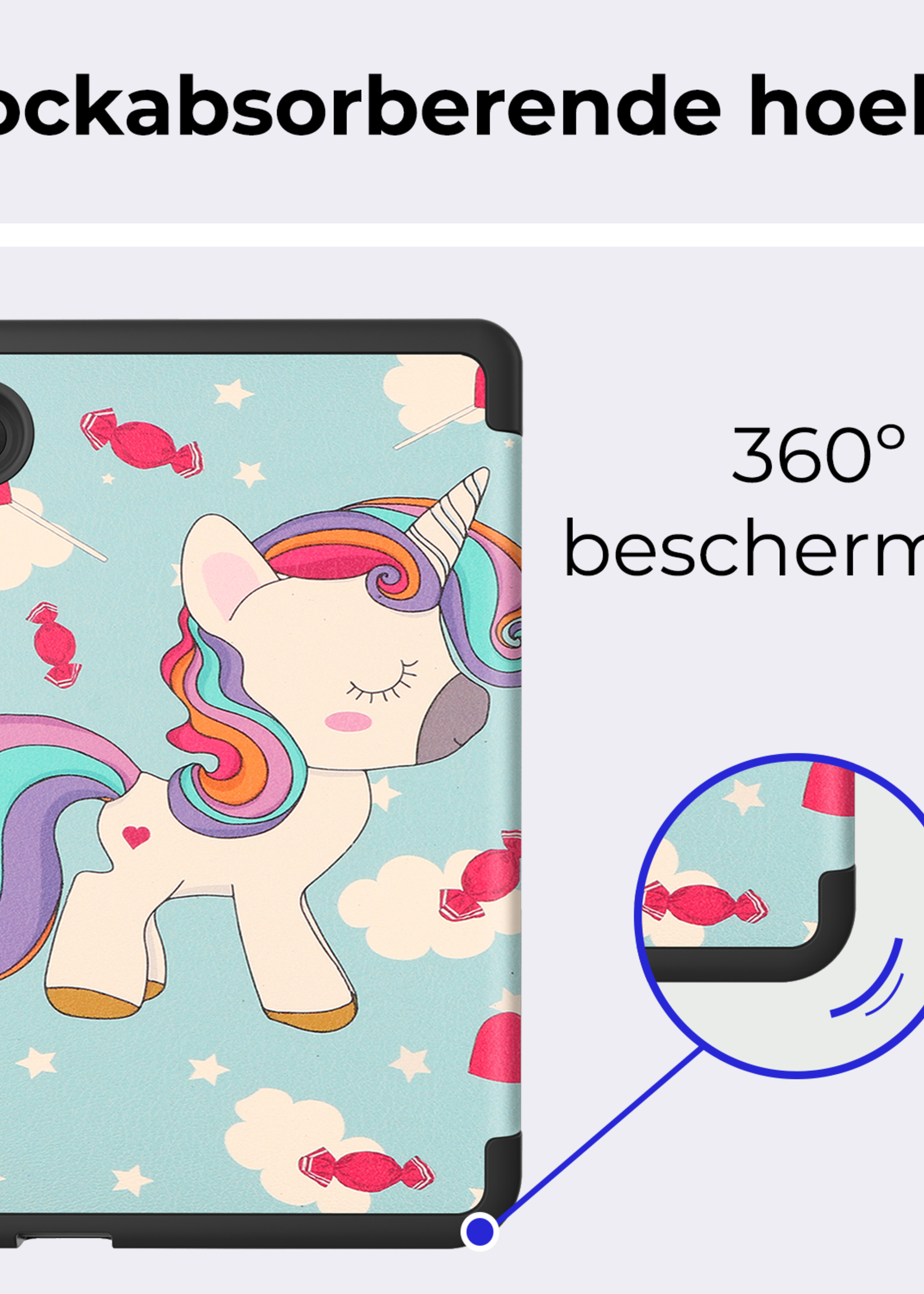 BTH Hoesje Geschikt voor Kobo Clara BW Hoesje Luxe Bescherm Case - Hoes Geschikt voor Kobo Clara BW Hoes Book Cover - Eenhoorn