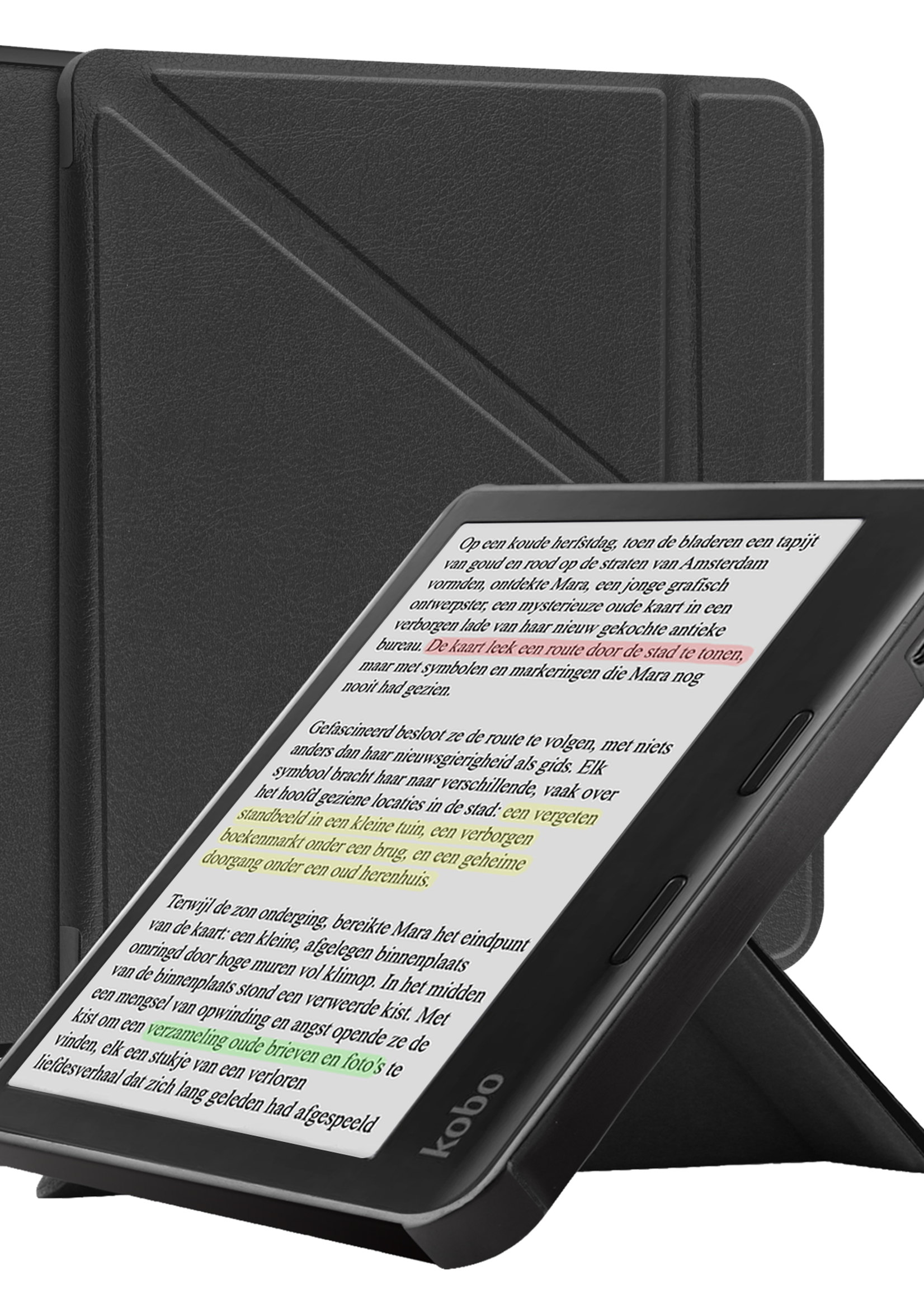 BTH Hoesje Geschikt voor Kobo Libra Colour Hoesje Trifold Bescherm Case - Hoes Geschikt voor Kobo Libra Colour Hoes Book Cover - Zwart