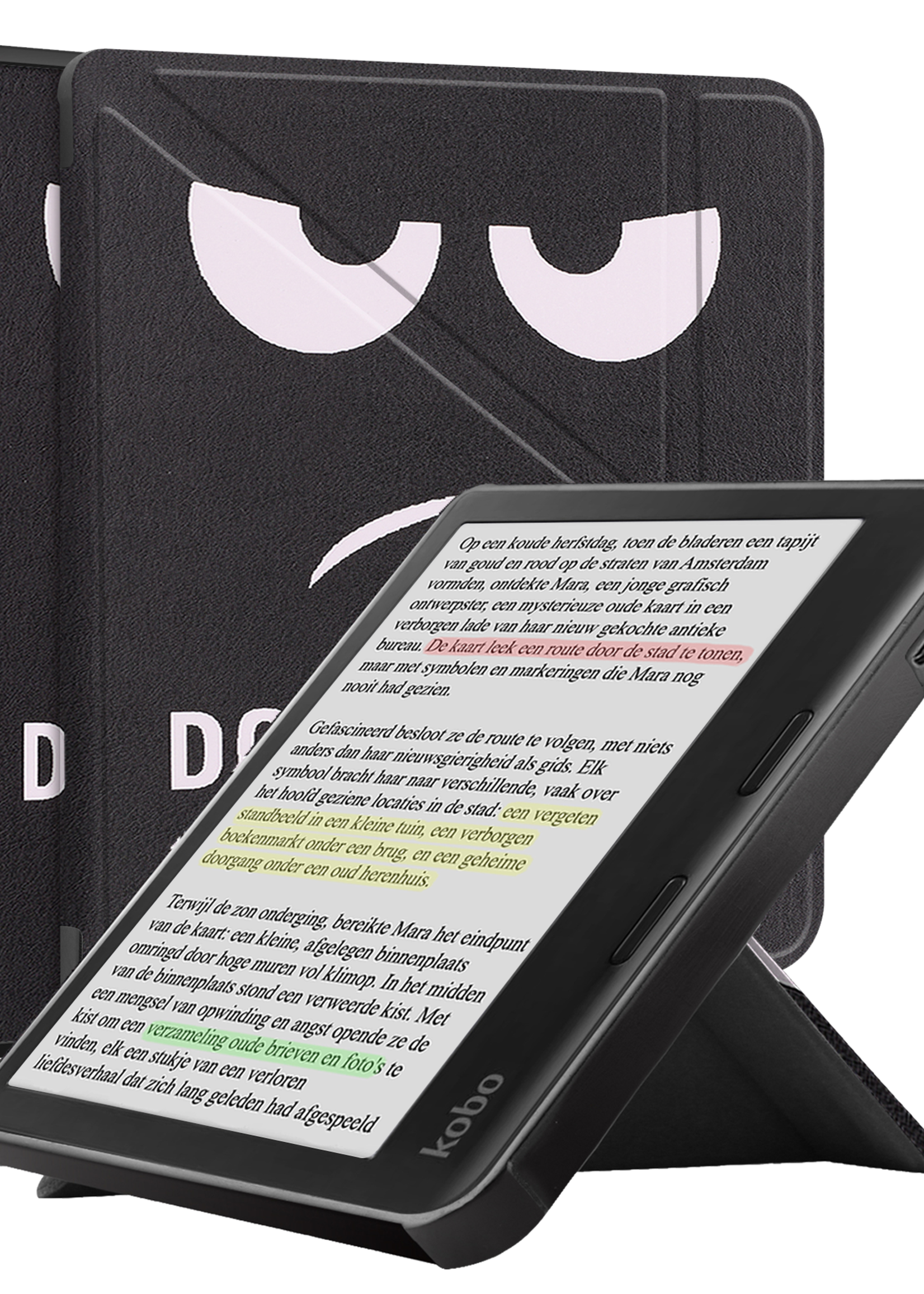 BTH Hoesje Geschikt voor Kobo Libra Colour Hoesje Trifold Bescherm Case - Hoes Geschikt voor Kobo Libra Colour Hoes Book Cover - Don't Touch Me