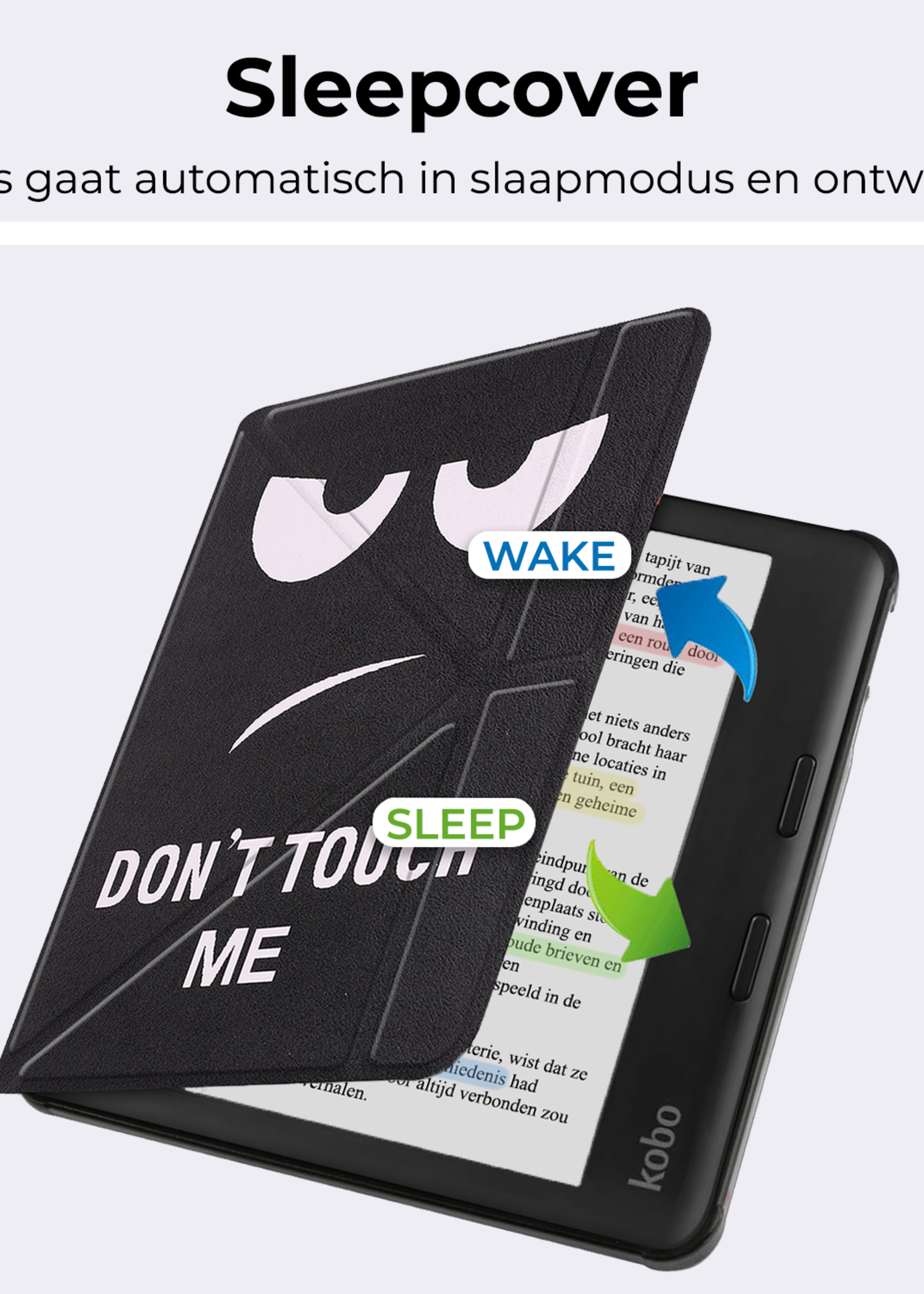 BTH Hoesje Geschikt voor Kobo Libra Colour Hoesje Trifold Bescherm Case - Hoes Geschikt voor Kobo Libra Colour Hoes Book Cover - Don't Touch Me