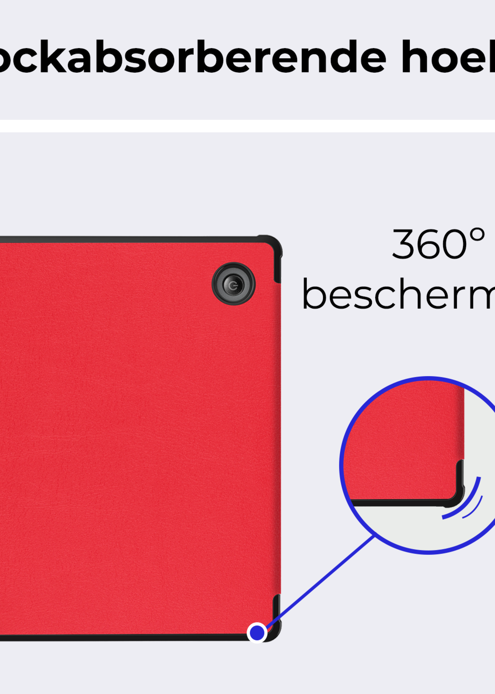 BTH Hoesje Geschikt voor Kobo Libra Colour Hoesje Trifold Bescherm Case - Hoes Geschikt voor Kobo Libra Colour Hoes Book Cover - Rood