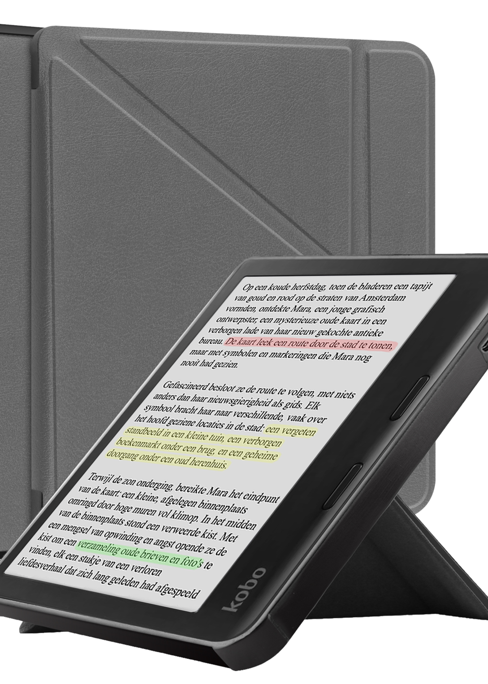 BTH Hoesje Geschikt voor Kobo Libra Colour Hoesje Trifold Bescherm Case - Hoes Geschikt voor Kobo Libra Colour Hoes Book Cover - Grijs