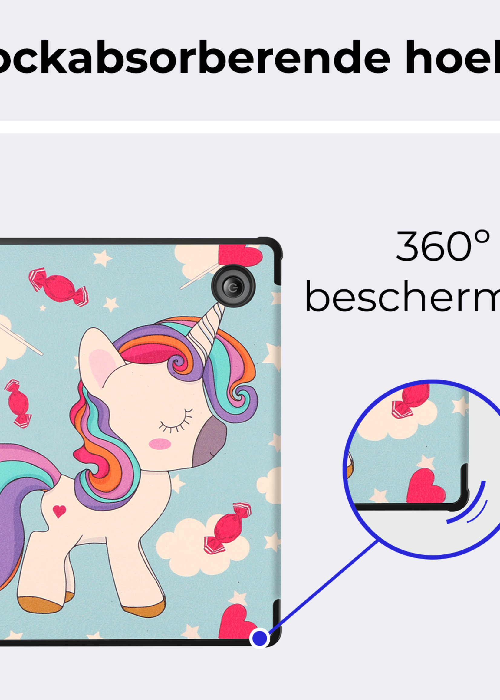 BTH Hoesje Geschikt voor Kobo Libra Colour Hoesje Trifold Bescherm Case - Hoes Geschikt voor Kobo Libra Colour Hoes Book Cover - Eenhoorn