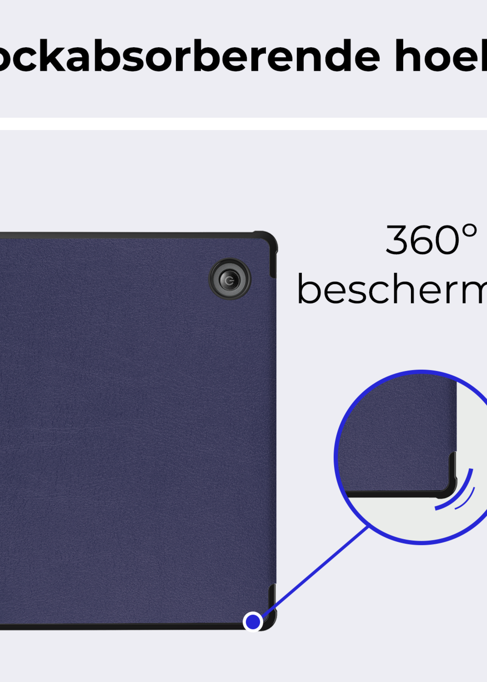 BTH Hoesje Geschikt voor Kobo Libra Colour Hoesje Trifold Bescherm Case - Hoes Geschikt voor Kobo Libra Colour Hoes Book Cover - Donkerblauw
