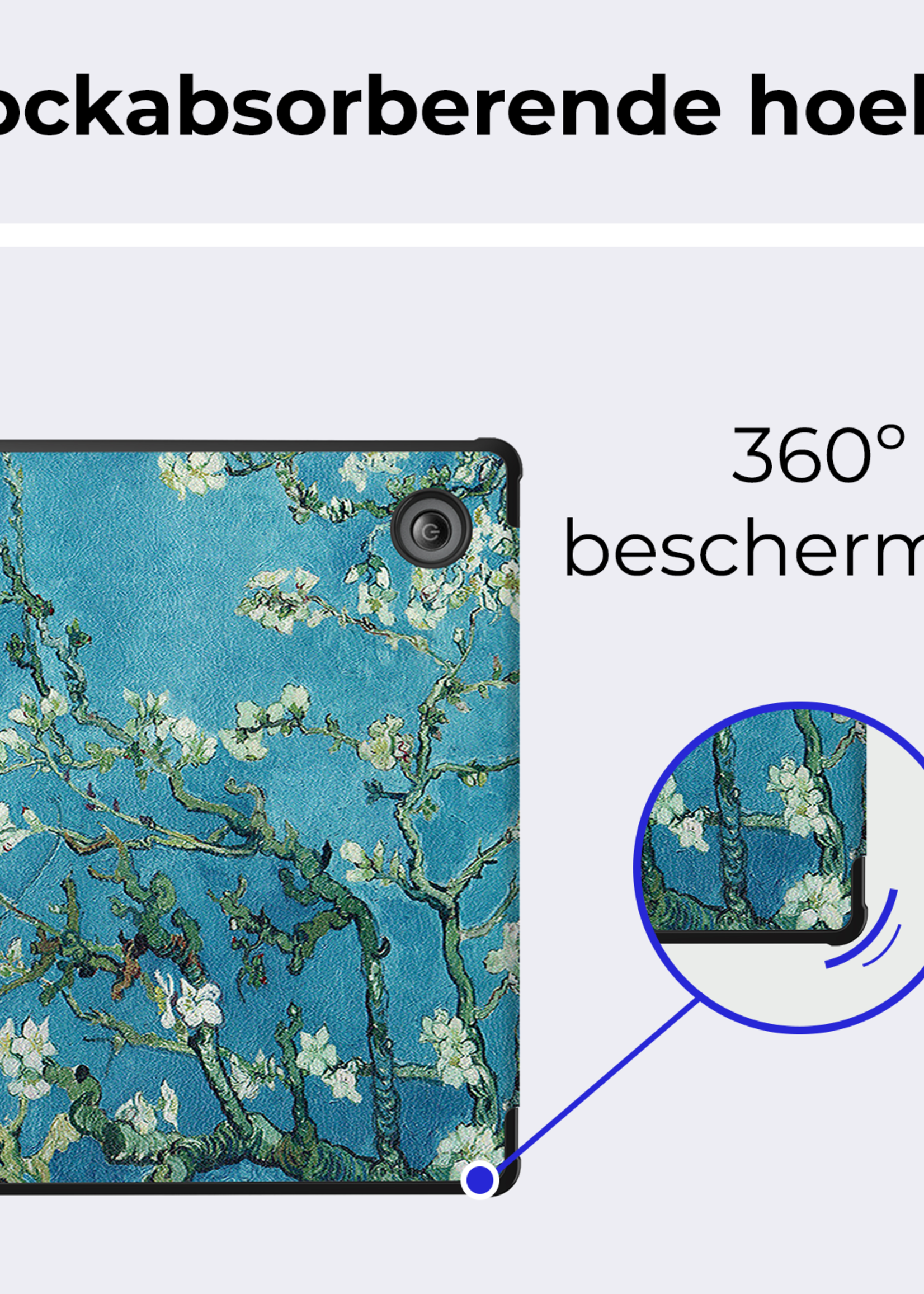 BTH Hoesje Geschikt voor Kobo Libra Colour Hoesje Trifold Bescherm Case Met Screenprotector - Hoes Geschikt voor Kobo Libra Colour Hoes Book Cover - Bloesem