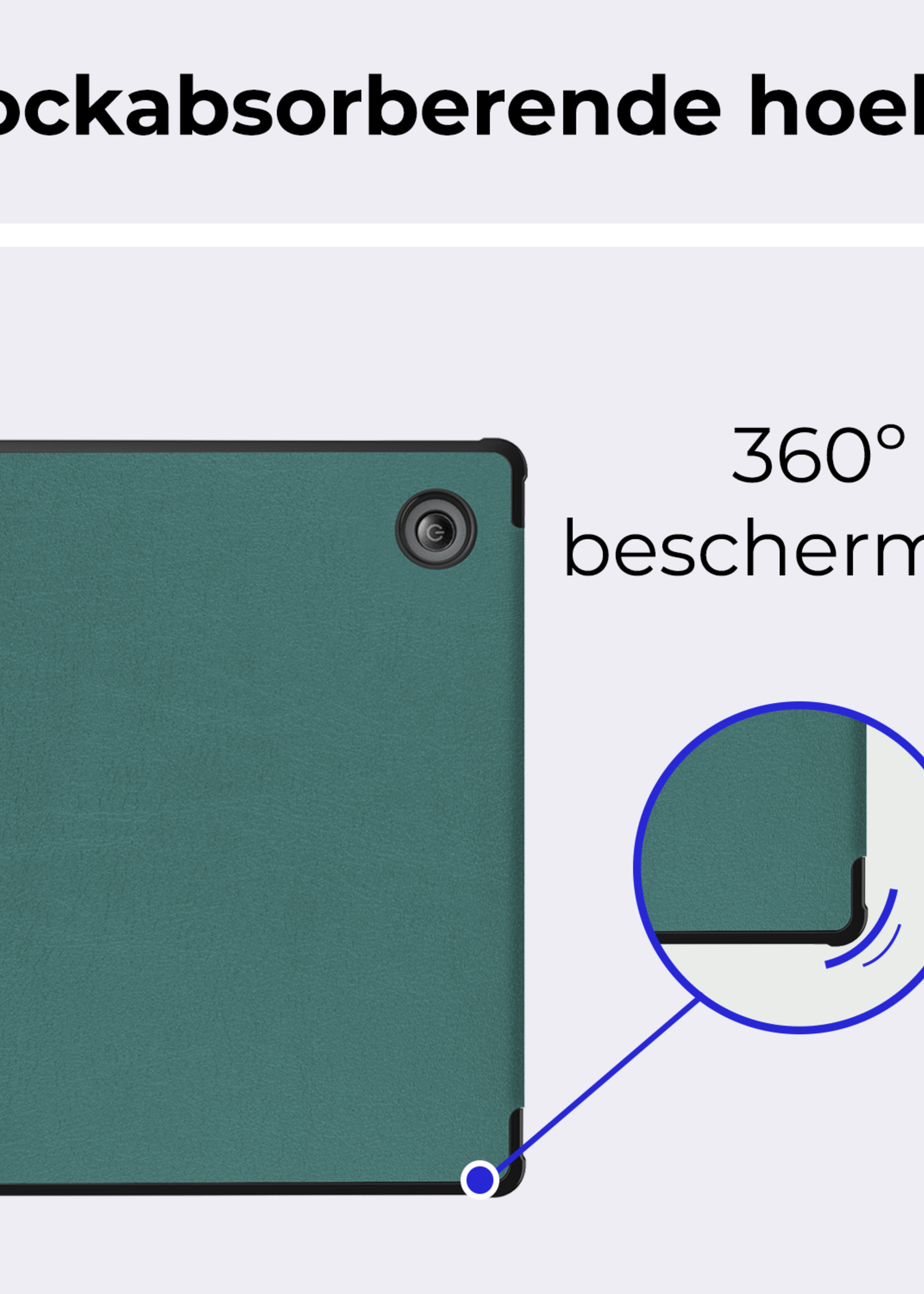 BTH Hoesje Geschikt voor Kobo Libra Colour Hoesje Trifold Bescherm Case Met Screenprotector - Hoes Geschikt voor Kobo Libra Colour Hoes Book Cover - Donkergroen