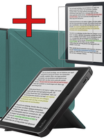 BTH BTH Kobo Libra Colour Hoesje Trifold Met Screenprotector - Donkergroen