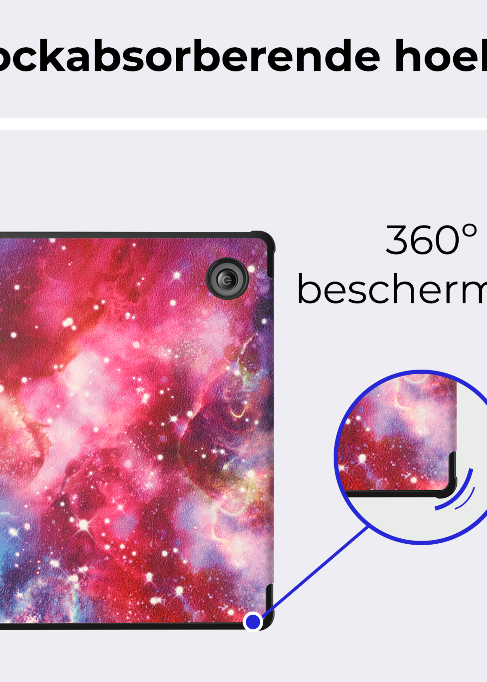 BTH Hoesje Geschikt voor Kobo Libra Colour Hoesje Trifold Bescherm Case Met Screenprotector - Hoes Geschikt voor Kobo Libra Colour Hoes Book Cover - Galaxy