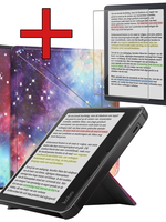BTH BTH Kobo Libra Colour Hoesje Trifold Met Screenprotector - Galaxy
