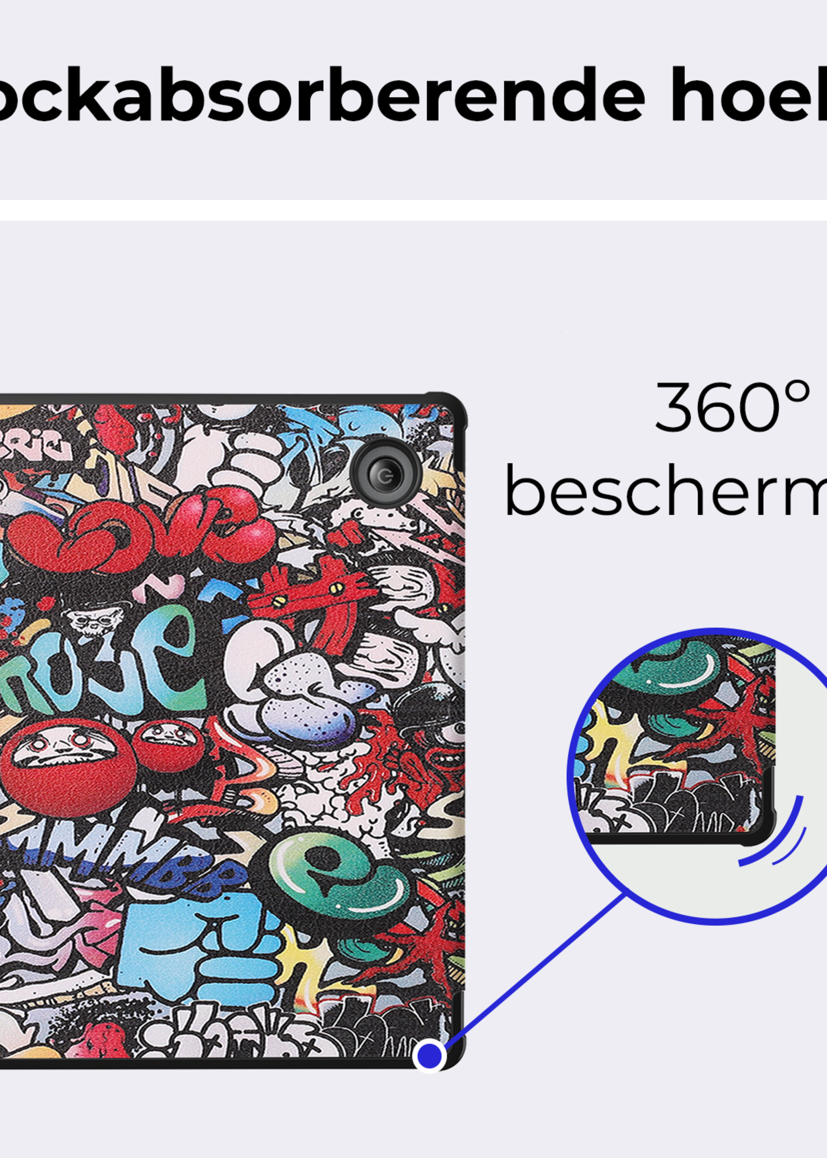 BTH Hoesje Geschikt voor Kobo Libra Colour Hoesje Trifold Bescherm Case Met Screenprotector - Hoes Geschikt voor Kobo Libra Colour Hoes Book Cover - Graffity