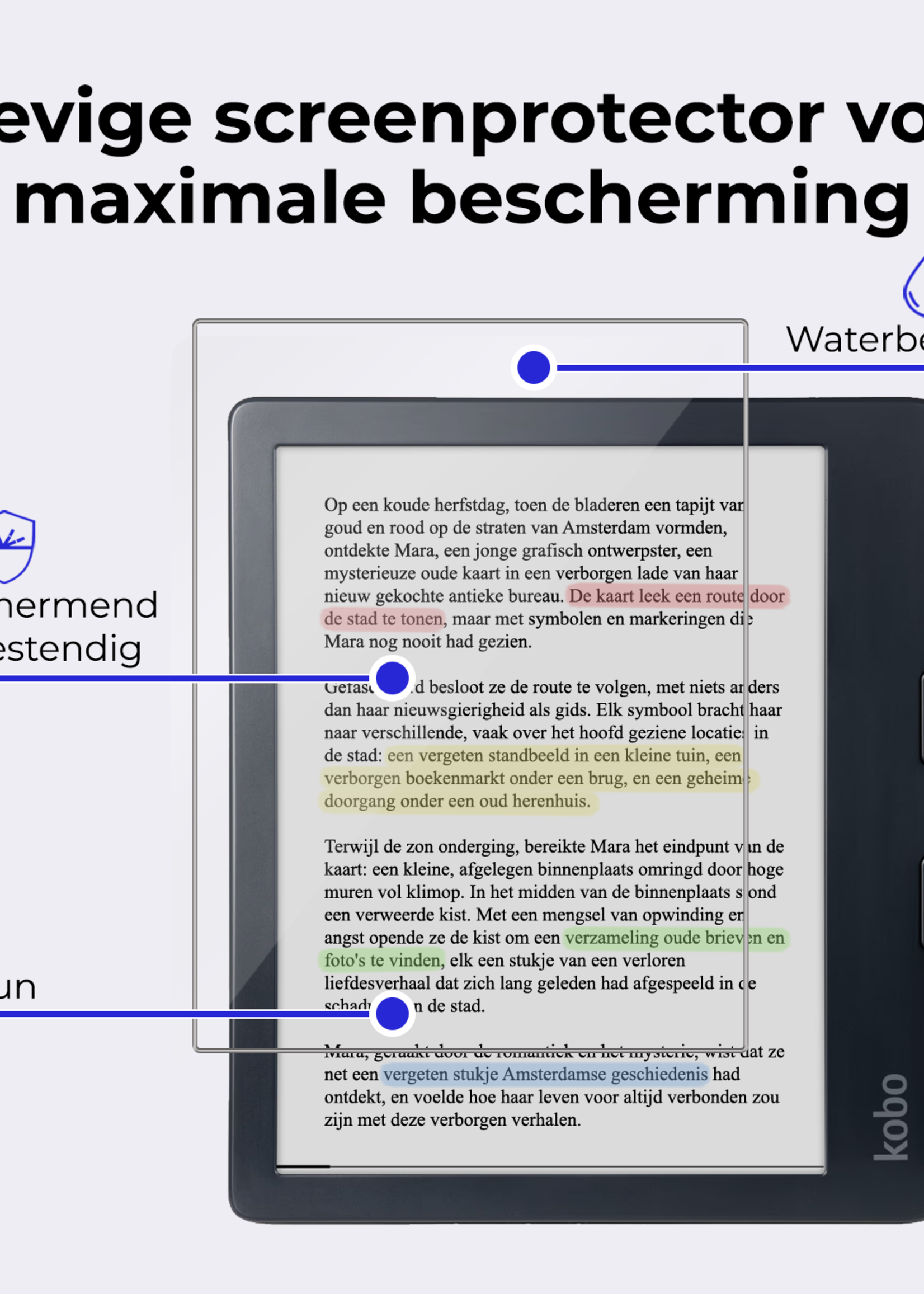 BTH Hoesje Geschikt voor Kobo Libra Colour Hoesje Trifold Bescherm Case Met Screenprotector - Hoes Geschikt voor Kobo Libra Colour Hoes Book Cover - Rosé Goud