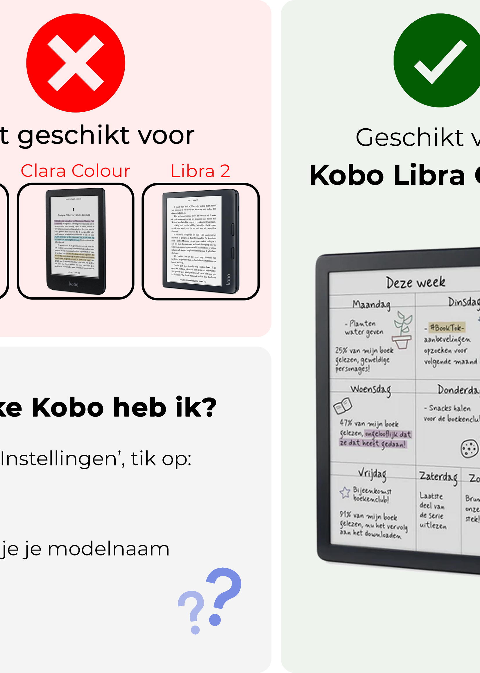 BTH Hoesje Geschikt voor Kobo Libra Colour Hoesje Trifold Bescherm Case Met Screenprotector - Hoes Geschikt voor Kobo Libra Colour Hoes Book Cover - Rood