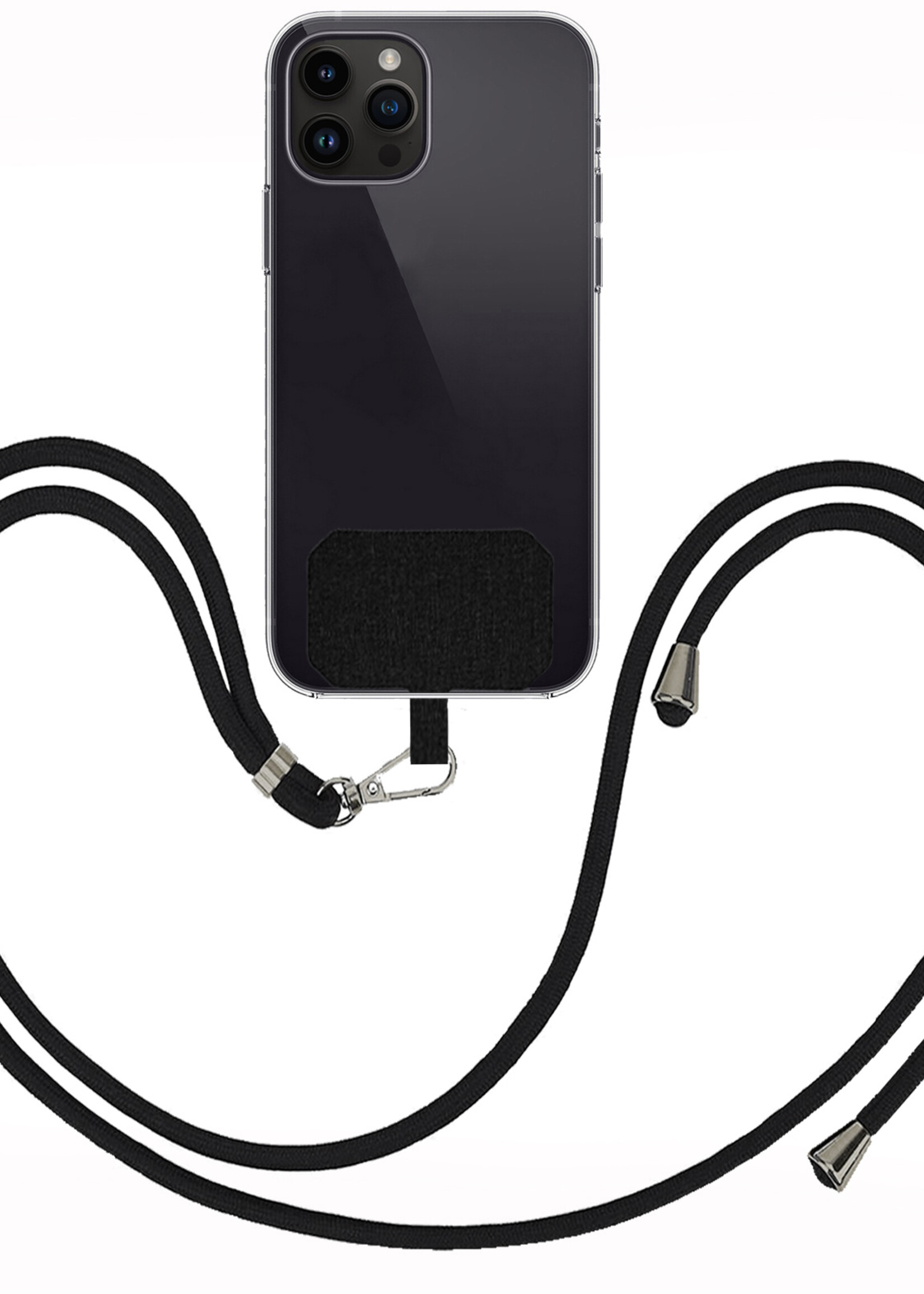 BTH Telefoonkoord Universeel Verstelbaar Telefoon Koord Telefoonkoorden Telefoonketting - 150 cm - Zwart