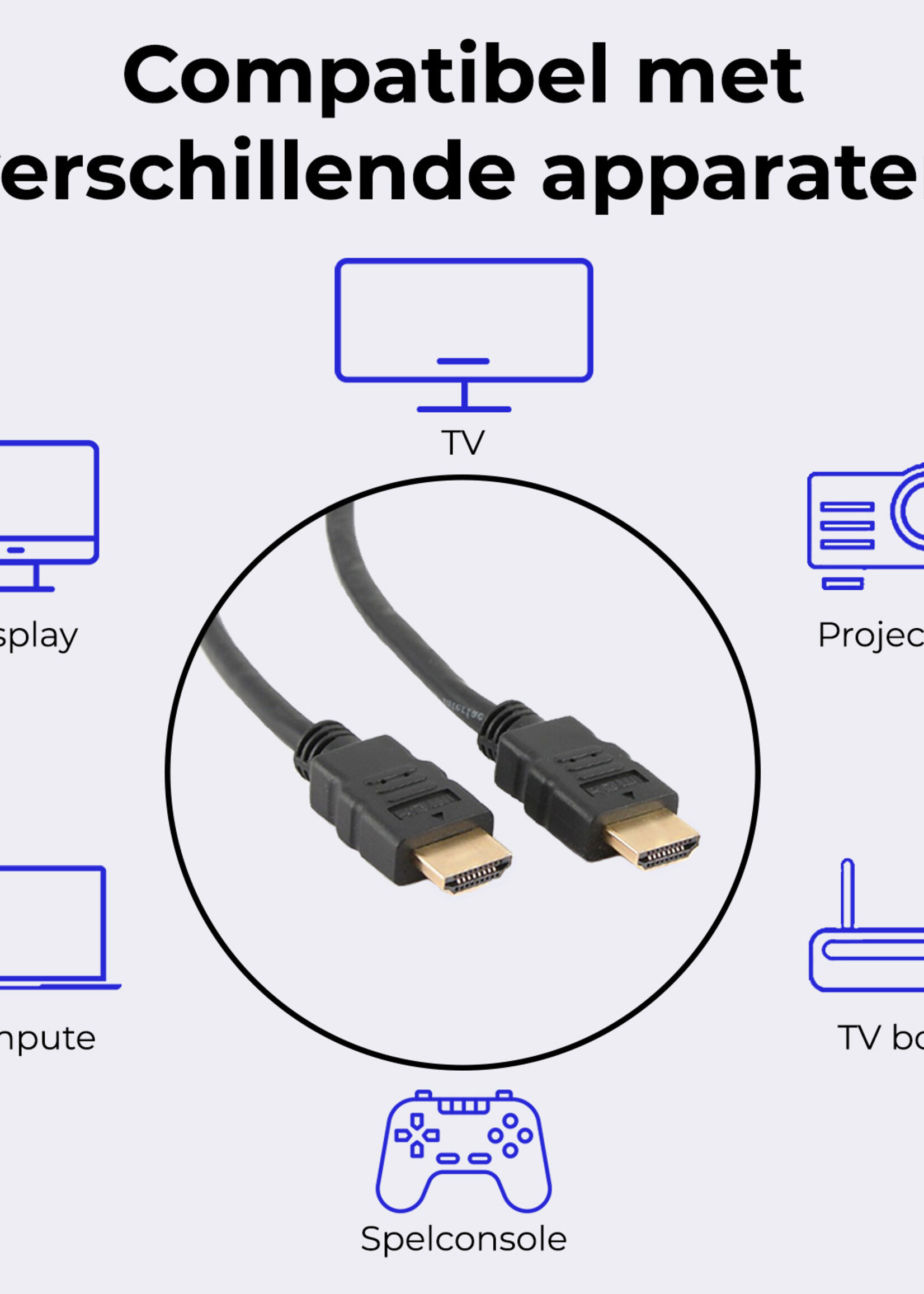 BTH HDMI Kabel 1 Meter - HDMI-kabels 1080p HD Kwaliteit HDMI naar HDMI Kabel 4K - Zwart