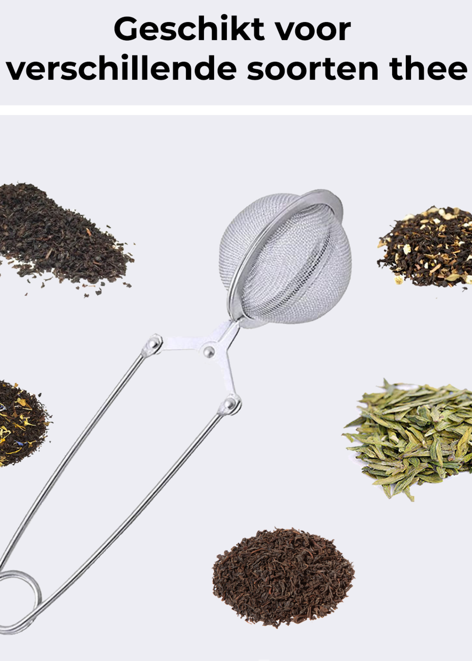 BTH Theezeef voor Losse Thee - RVS Thee Ei Thee Infuser Theefilter voor Losse Thee - Zilver