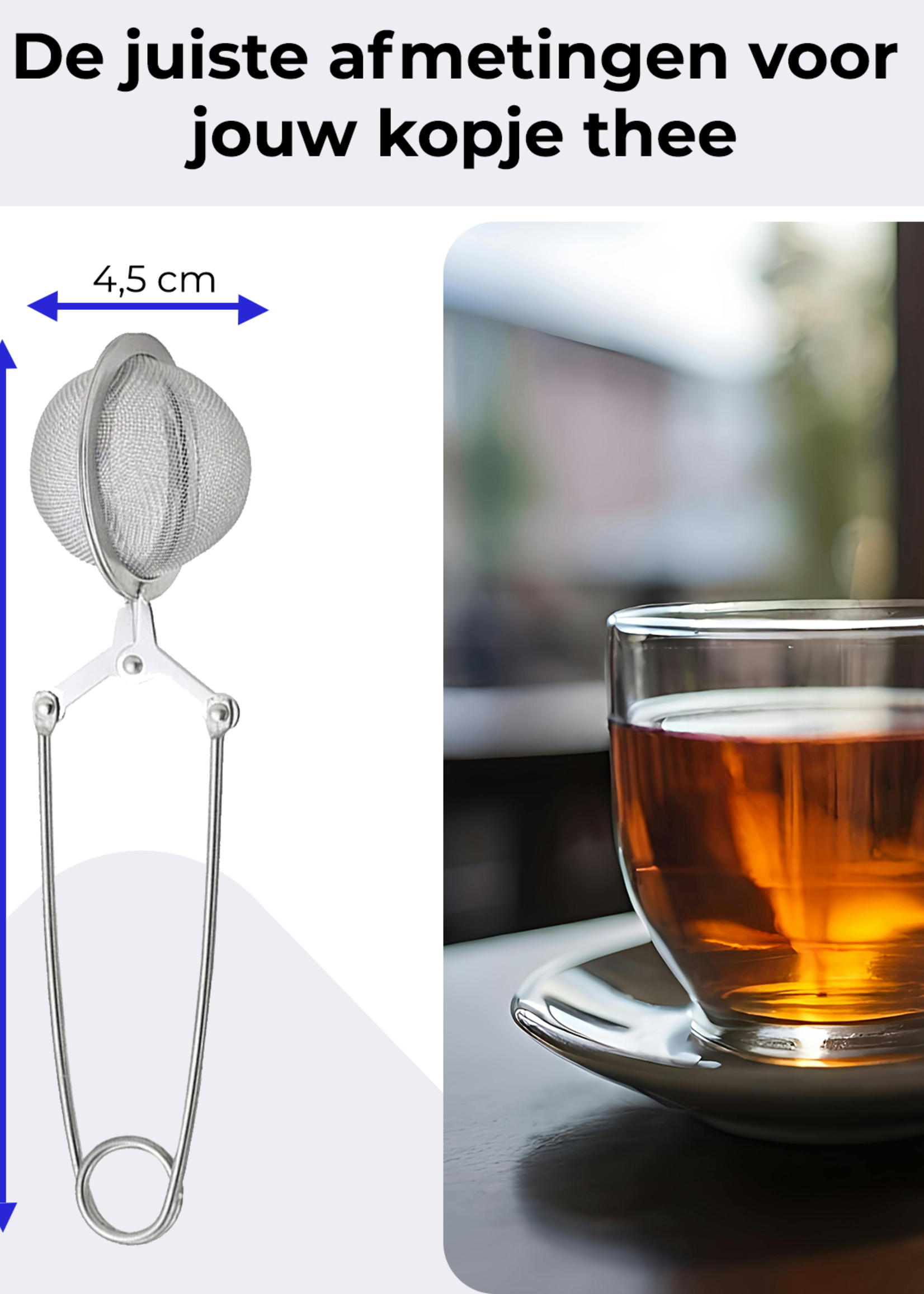 BTH Theezeef voor Losse Thee - RVS Thee Ei Thee Infuser Theefilter voor Losse Thee - Zilver