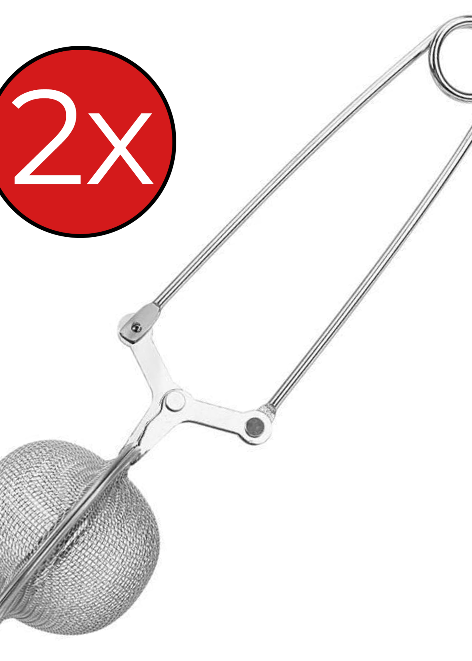 BTH Theezeef voor Losse Thee - RVS Thee Ei Thee Infuser Theefilter voor Losse Thee - Zilver - 2 PACK
