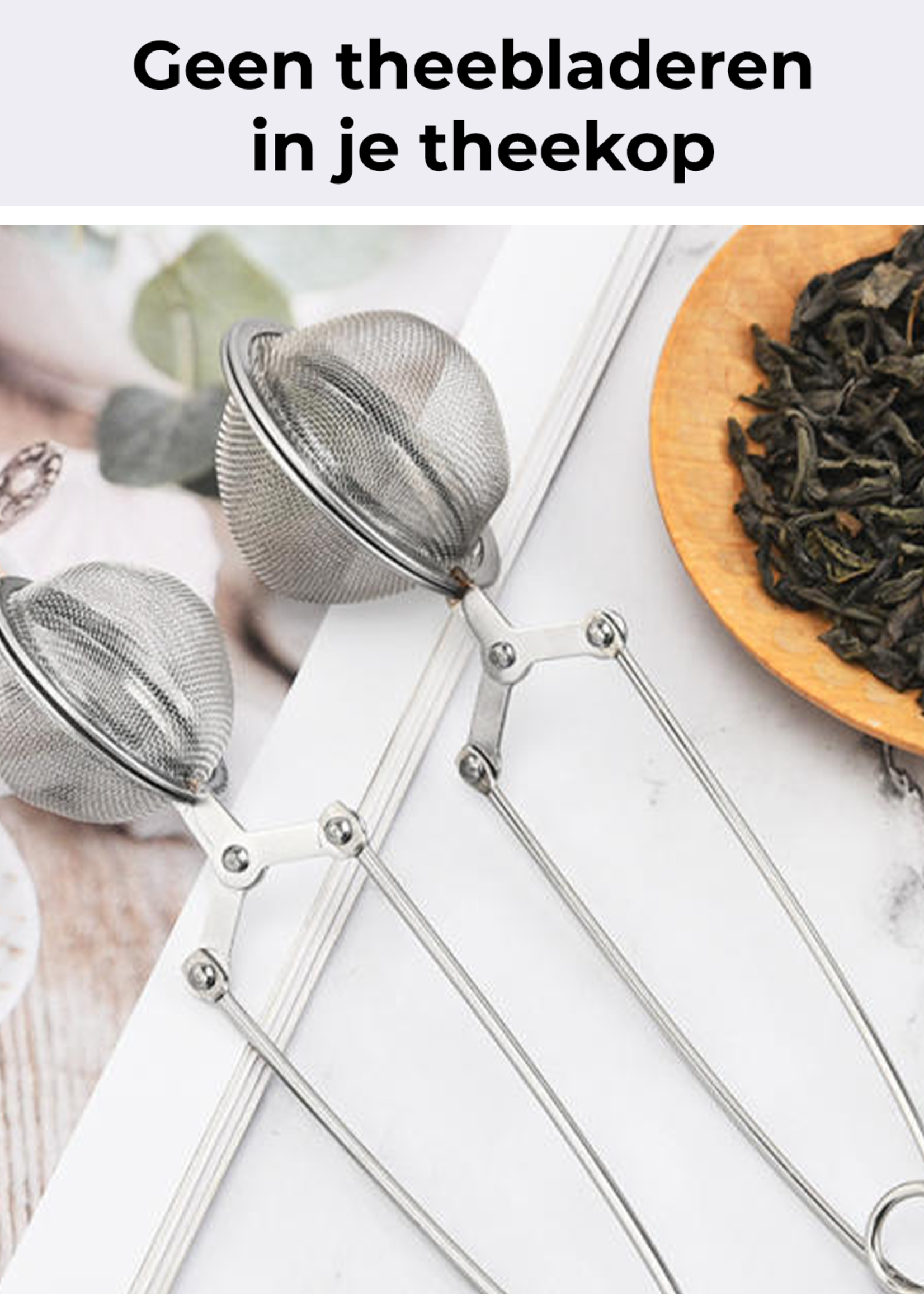 BTH Theezeef voor Losse Thee - RVS Thee Ei Thee Infuser Theefilter voor Losse Thee - Zilver - 2 PACK