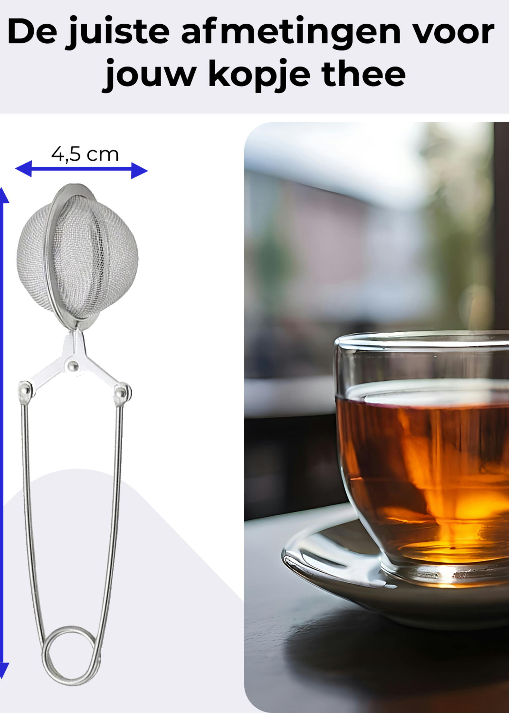 BTH Theezeef voor Losse Thee - RVS Thee Ei Thee Infuser Theefilter voor Losse Thee - Zilver - 2 PACK