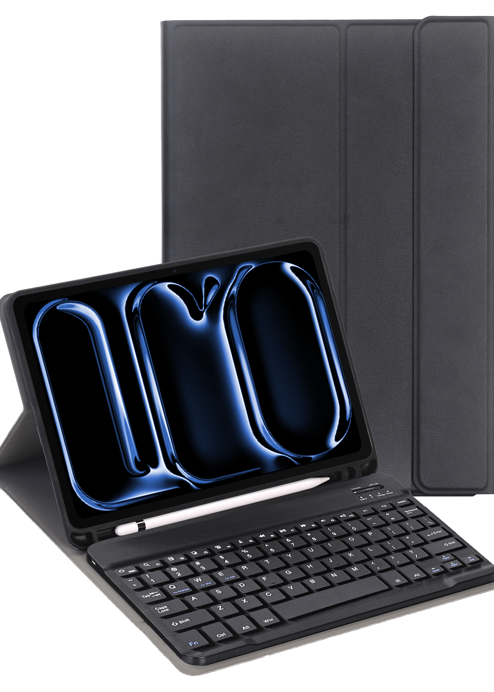 BTH iPad Pro 11 inch 2024 Hoesje Toetsenbord Hoes Luxe Keyboard Case Cover (10,9 inch) - Zwart
