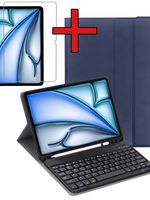 BTH BTH iPad Air 6 (13 inch) Toetsenbordhoes Met Screenprotector - Donkerblauw