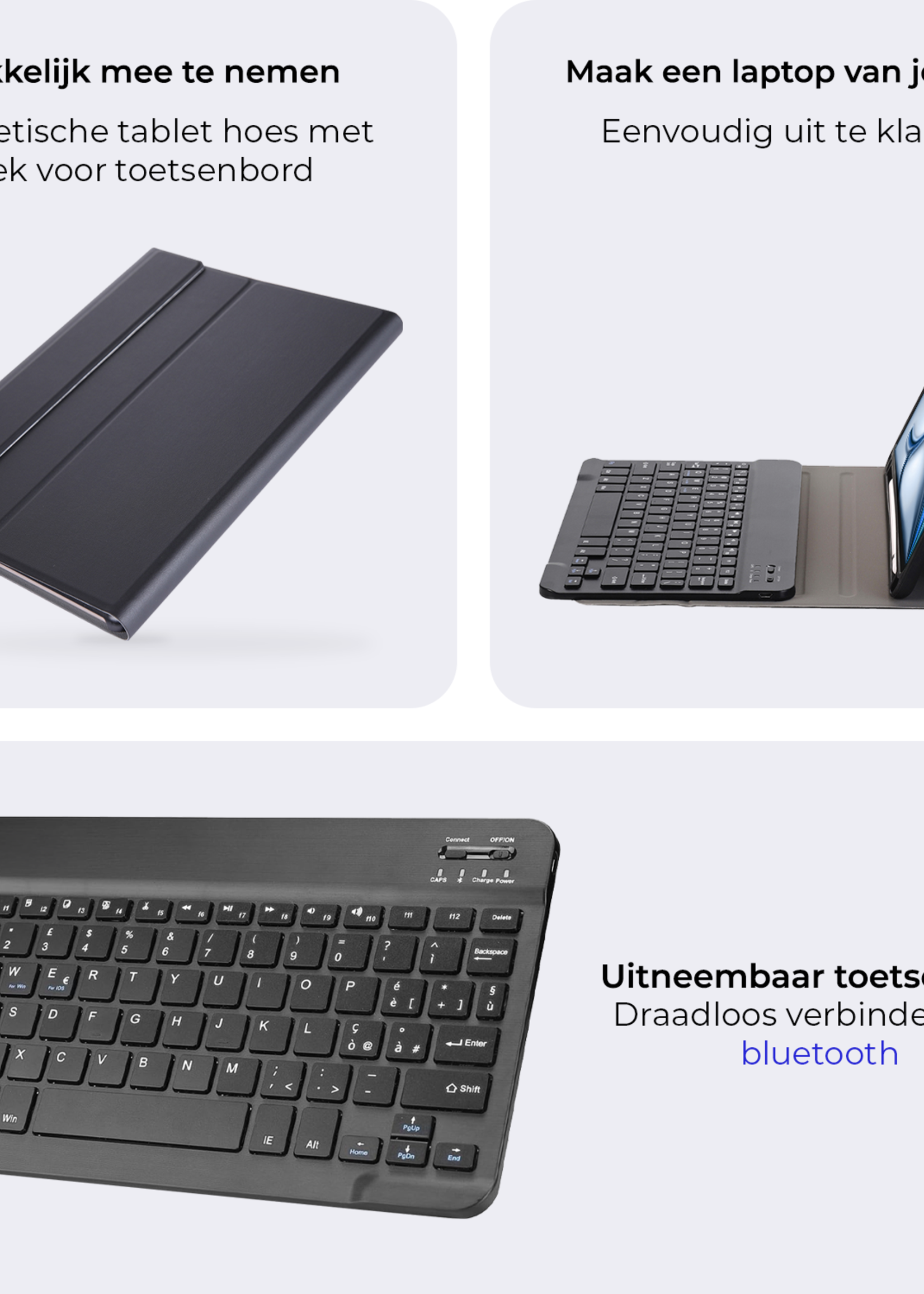 BTH iPad Air 6 (11 inch) Hoesje Toetsenbord En Screenprotector - iPad Air 6 (11 inch) Hoes Luxe Keyboard Case Cover Met Bescherm Glas (10,9 inch) - Zwart