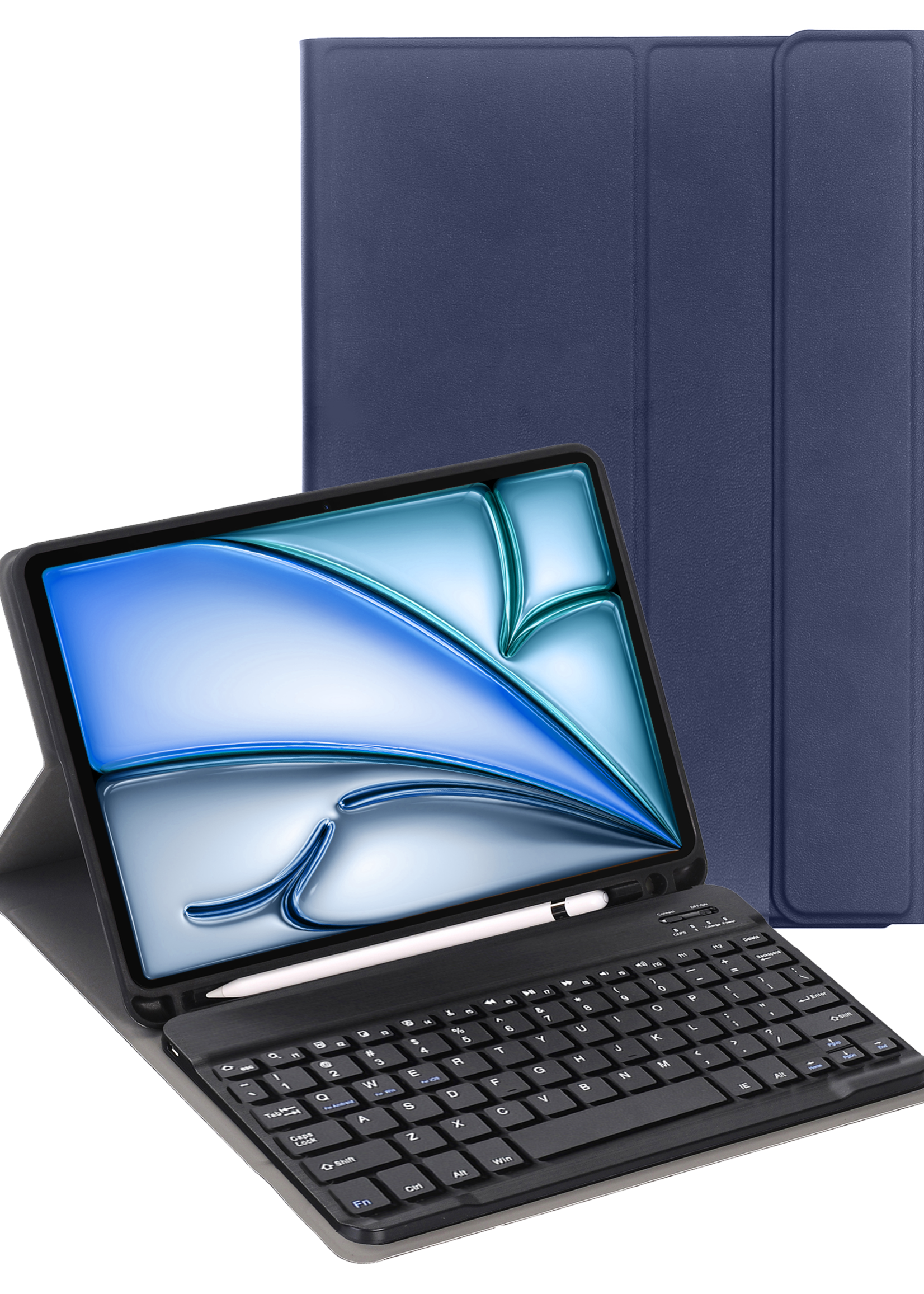 BTH iPad Air 6 (11 inch) Hoesje Toetsenbord Hoes Luxe Keyboard Case Cover (10,9 inch) - Donkerblauw