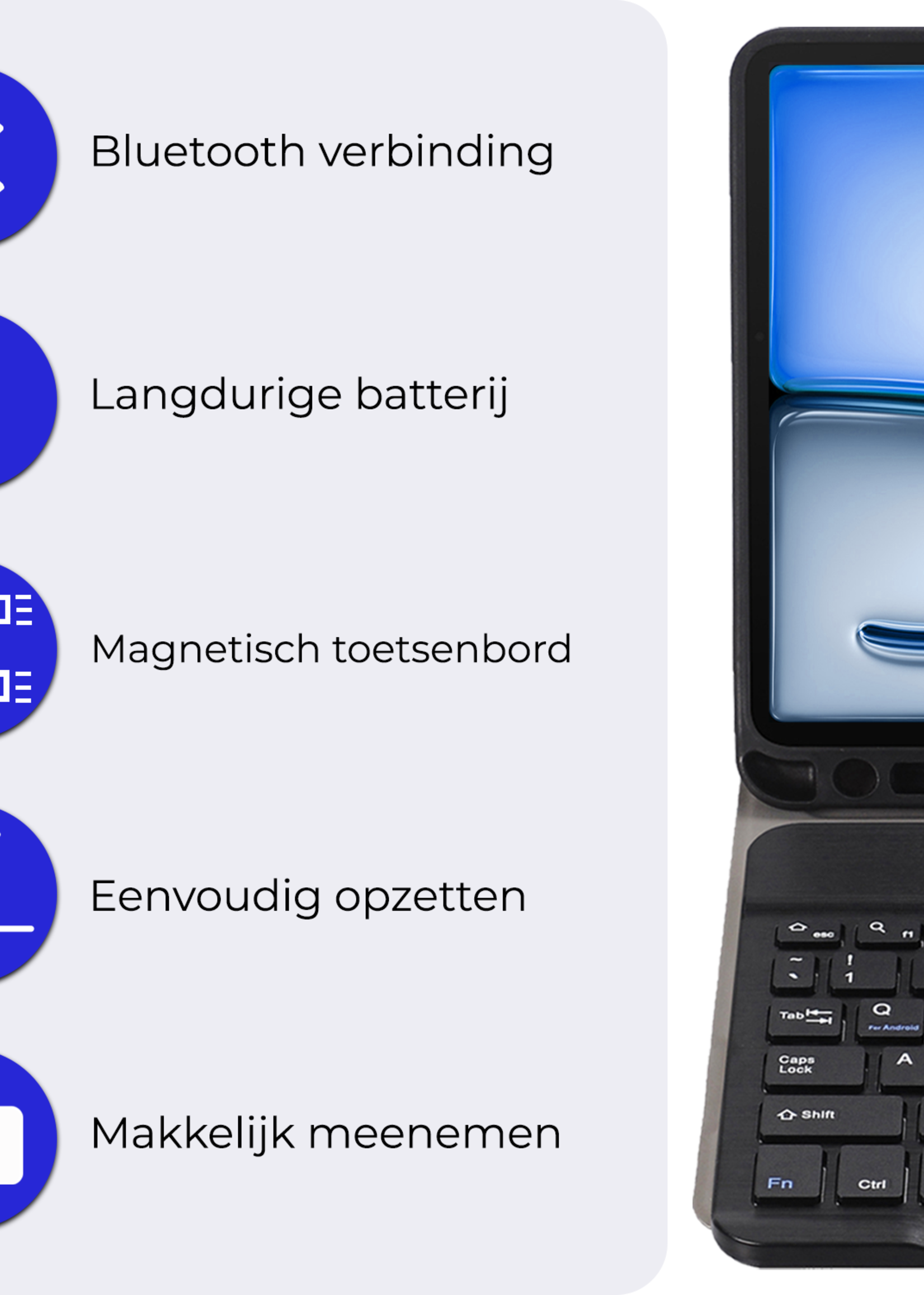 BTH iPad Air 6 (11 inch) Hoesje Toetsenbord Hoes Luxe Keyboard Case Cover (10,9 inch) - Donkerblauw