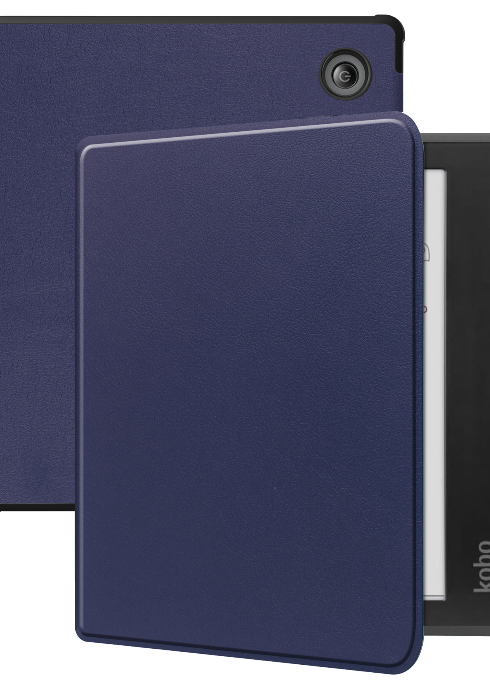 BTH Hoesje Geschikt voor Kobo Libra Colour Hoesje Luxe Bescherm Case - Hoes Geschikt voor Kobo Libra Colour Hoes Book Cover - Donkerblauw