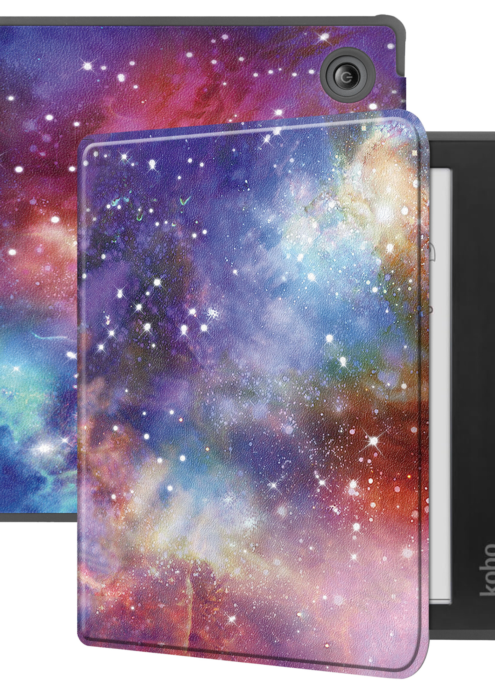 BTH Hoesje Geschikt voor Kobo Libra Colour Hoesje Luxe Bescherm Case - Hoes Geschikt voor Kobo Libra Colour Hoes Book Cover - Galaxy