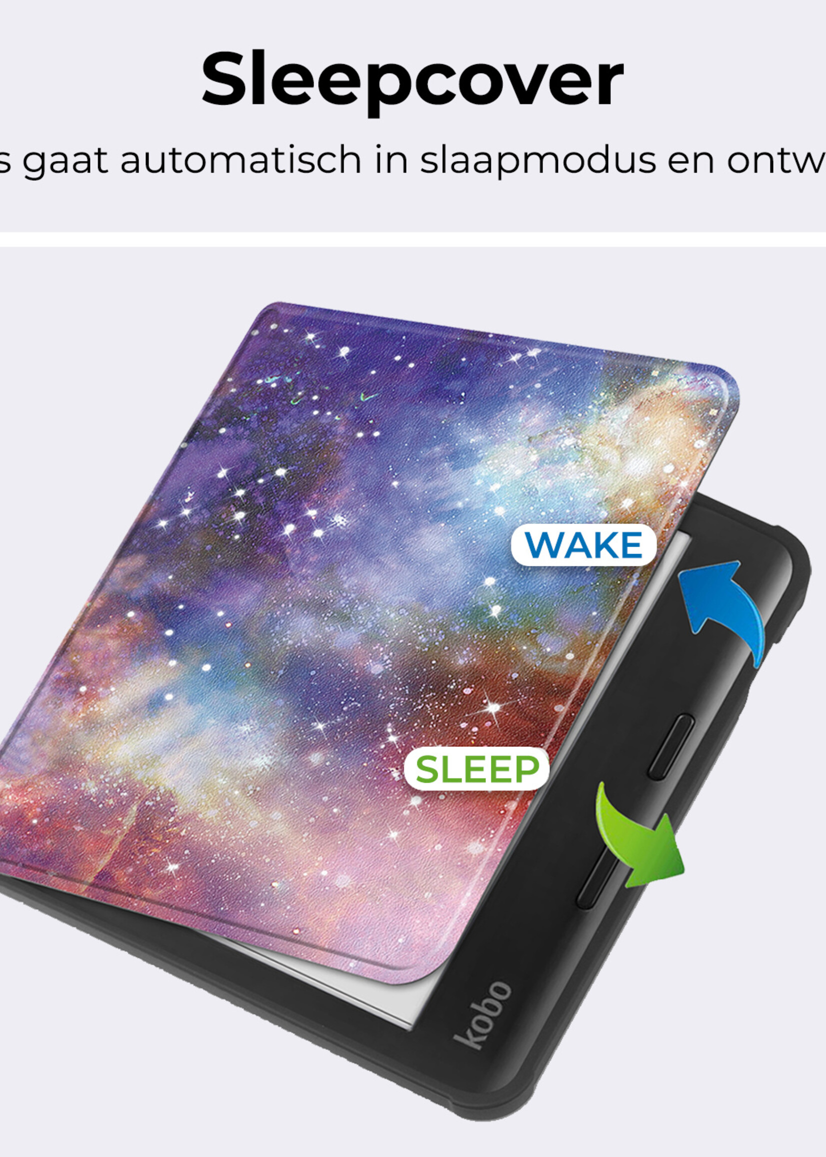 BTH Hoesje Geschikt voor Kobo Libra Colour Hoesje Luxe Bescherm Case - Hoes Geschikt voor Kobo Libra Colour Hoes Book Cover - Galaxy
