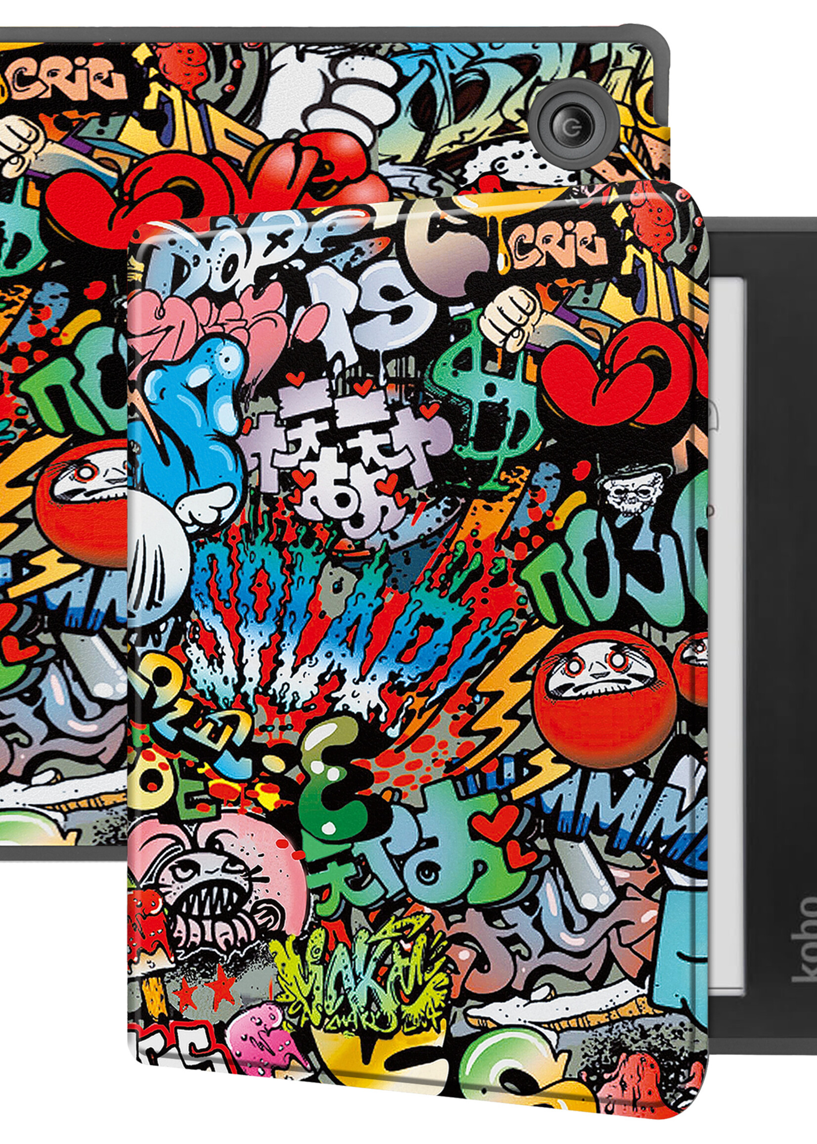 BTH Hoesje Geschikt voor Kobo Libra Colour Hoesje Luxe Bescherm Case - Hoes Geschikt voor Kobo Libra Colour Hoes Book Cover - Graffity