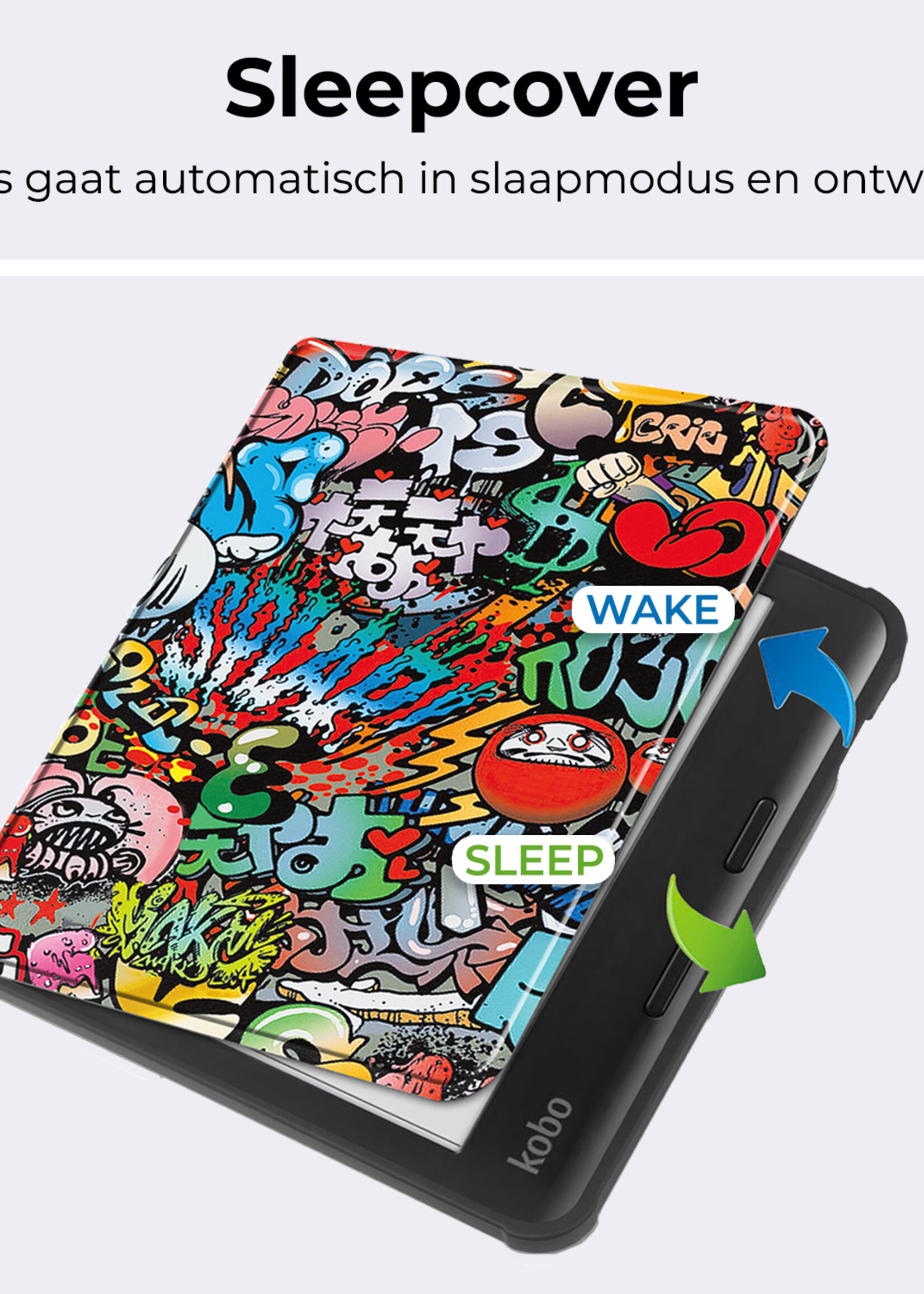 BTH Hoesje Geschikt voor Kobo Libra Colour Hoesje Luxe Bescherm Case - Hoes Geschikt voor Kobo Libra Colour Hoes Book Cover - Graffity
