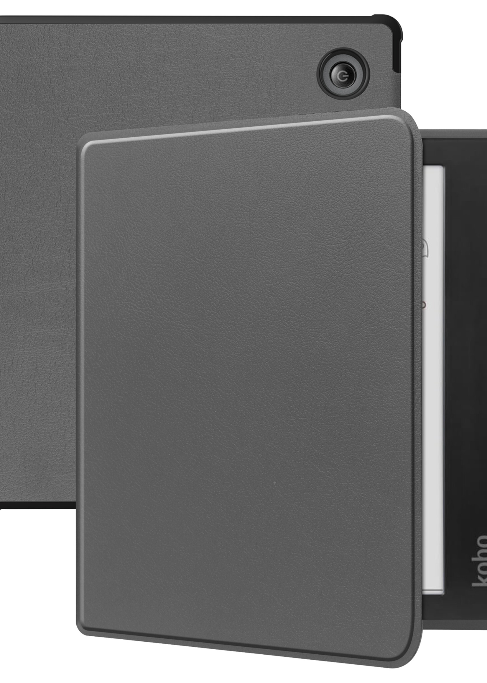 BTH Hoesje Geschikt voor Kobo Libra Colour Hoesje Luxe Bescherm Case - Hoes Geschikt voor Kobo Libra Colour Hoes Book Cover - Grijs