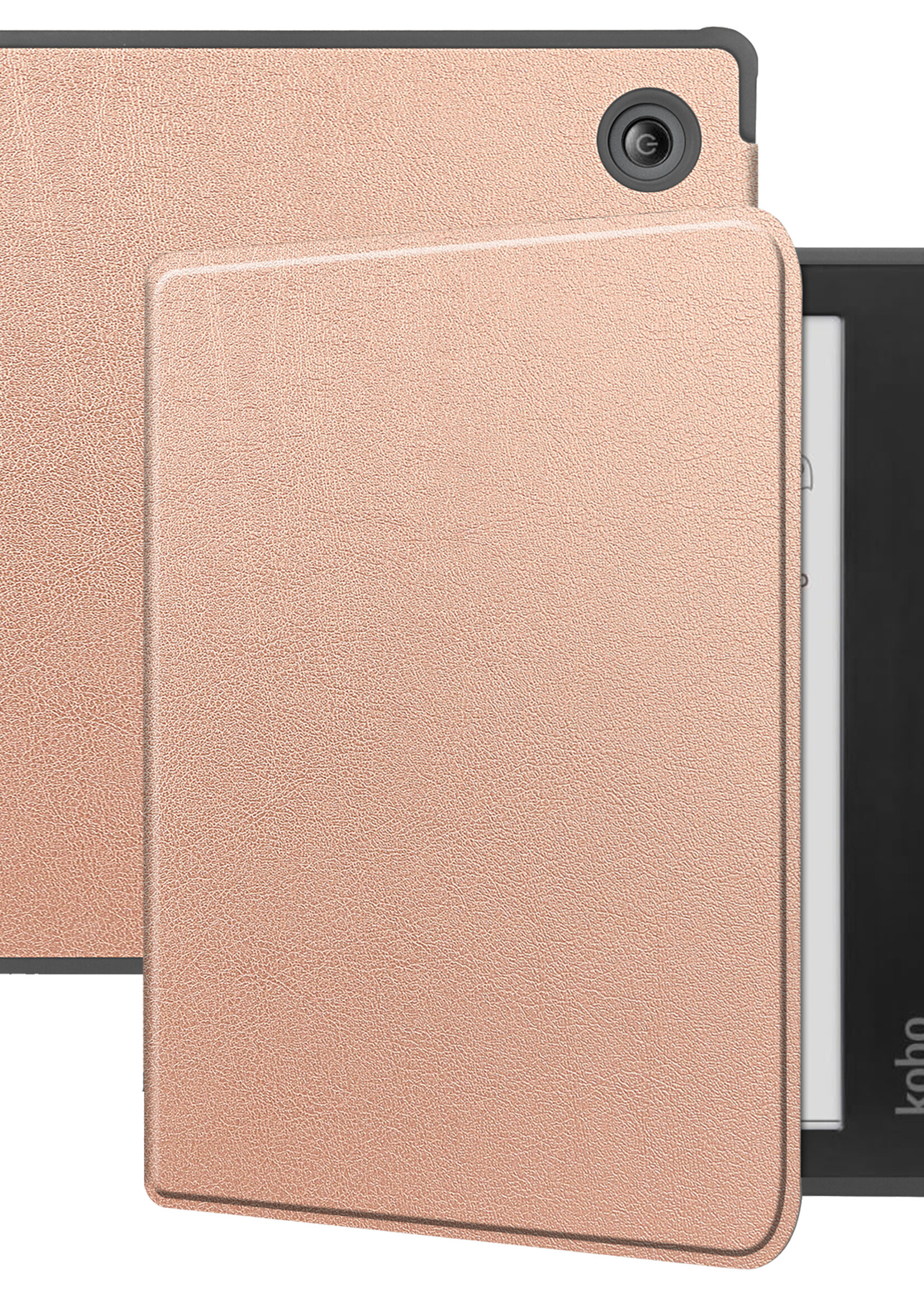 BTH Hoesje Geschikt voor Kobo Libra Colour Hoesje Luxe Bescherm Case - Hoes Geschikt voor Kobo Libra Colour Hoes Book Cover - Rosé Goud