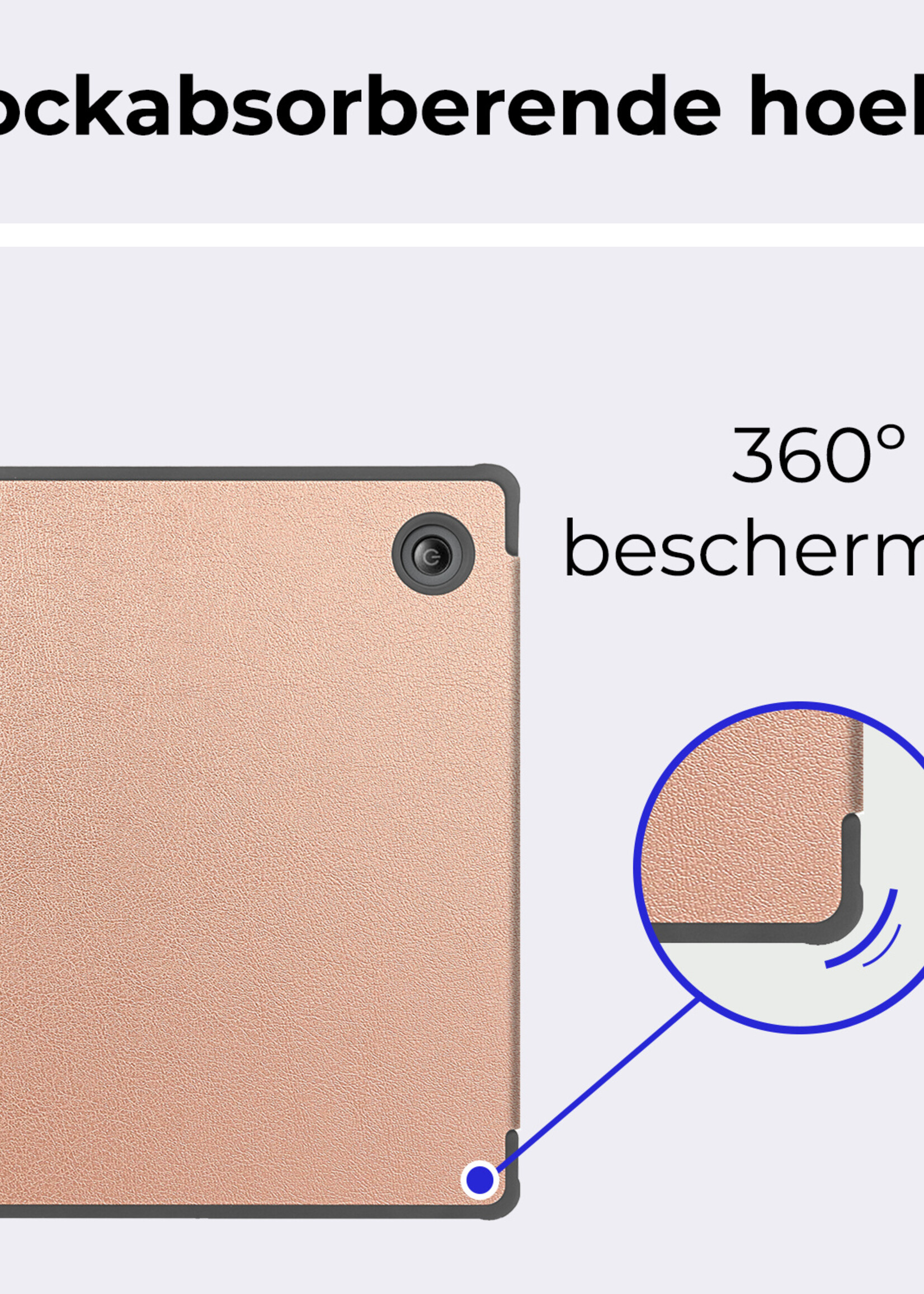 BTH Hoesje Geschikt voor Kobo Libra Colour Hoesje Luxe Bescherm Case - Hoes Geschikt voor Kobo Libra Colour Hoes Book Cover - Rosé Goud