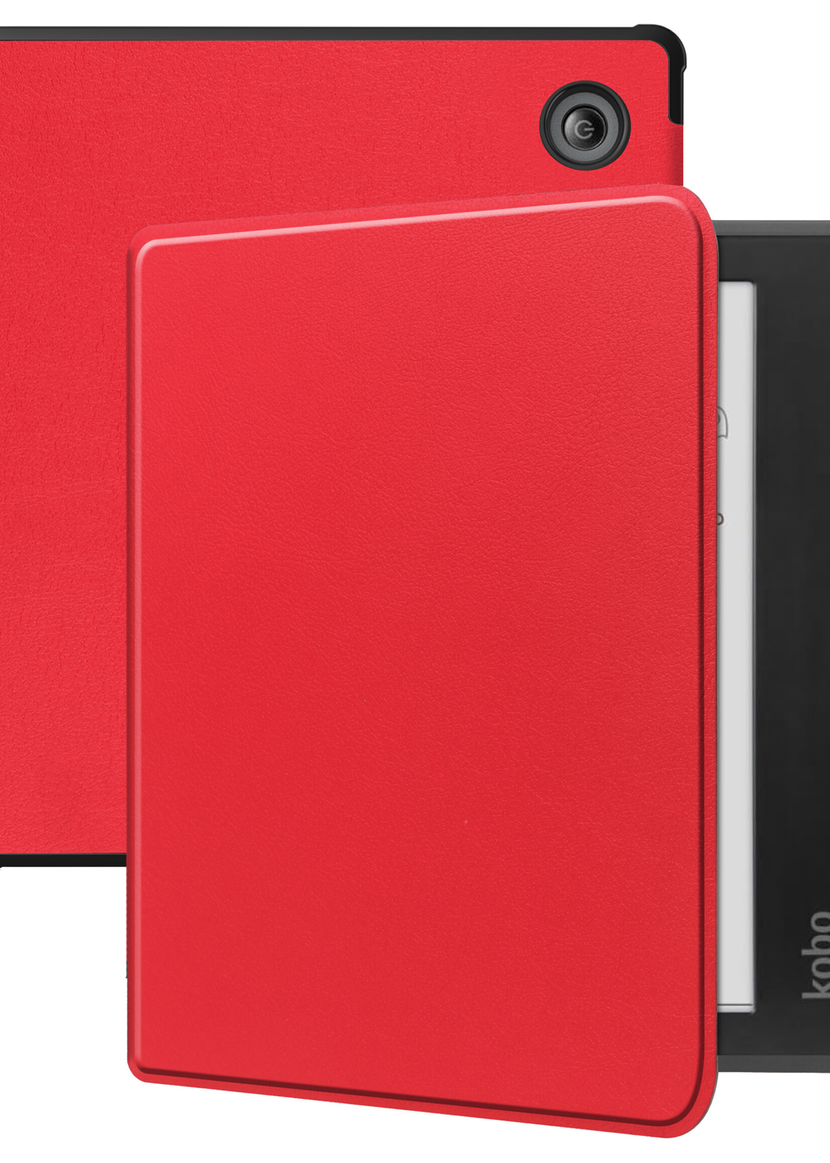BTH Hoesje Geschikt voor Kobo Libra Colour Hoesje Luxe Bescherm Case - Hoes Geschikt voor Kobo Libra Colour Hoes Book Cover - Rood