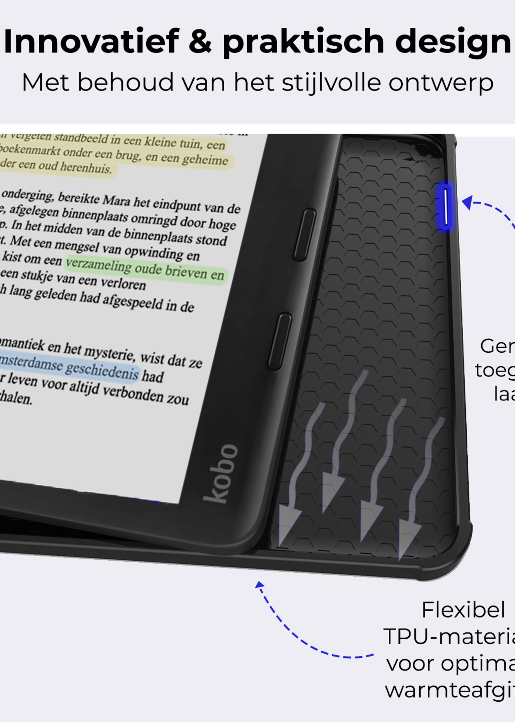 BTH Hoesje Geschikt voor Kobo Libra Colour Hoesje Luxe Bescherm Case Met Screenprotector - Hoes Geschikt voor Kobo Libra Colour Hoes Book Cover - Galaxy