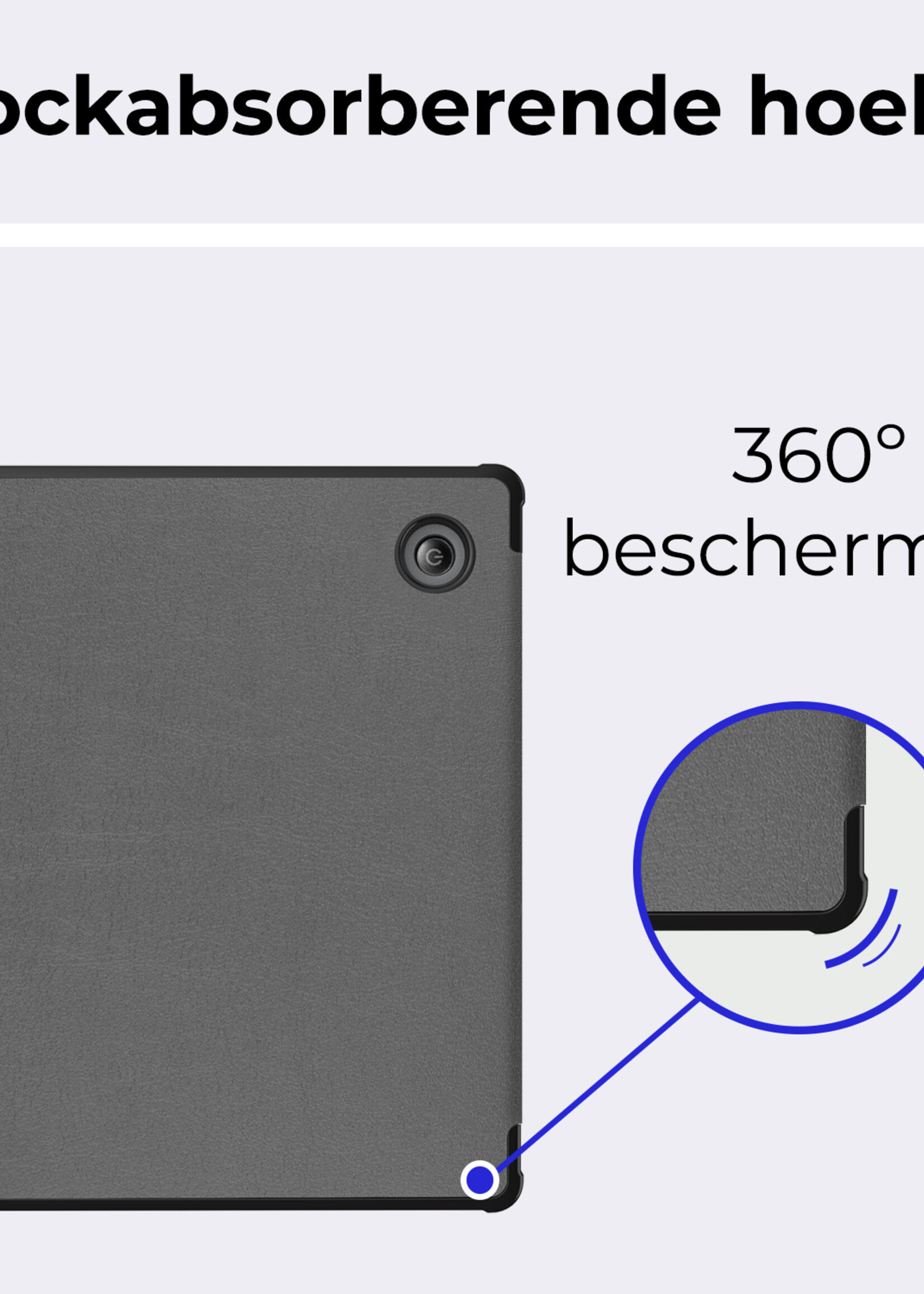 BTH Hoesje Geschikt voor Kobo Libra Colour Hoesje Luxe Bescherm Case Met Screenprotector - Hoes Geschikt voor Kobo Libra Colour Hoes Book Cover - Grijs