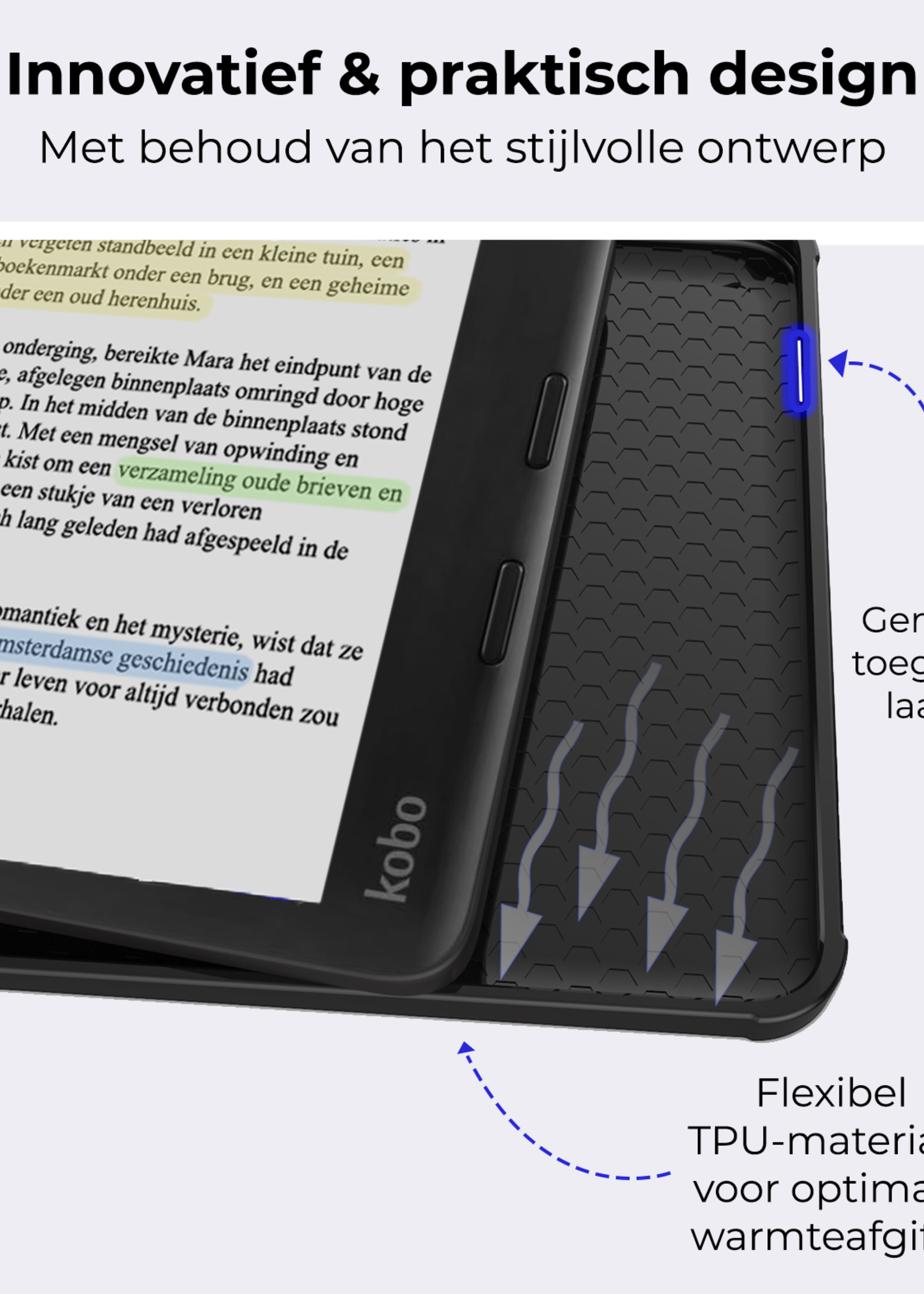 BTH Hoesje Geschikt voor Kobo Libra Colour Hoesje Luxe Bescherm Case - Hoes Geschikt voor Kobo Libra Colour Hoes Book Cover - Kat