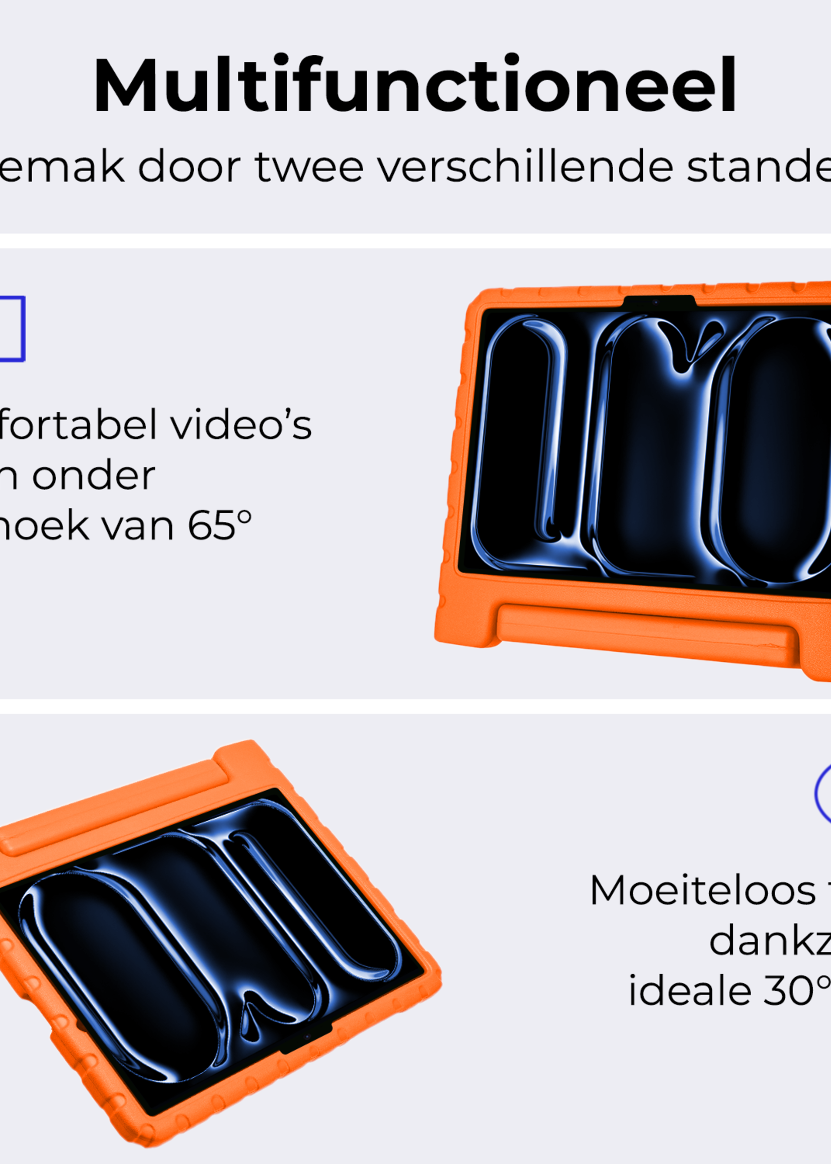 BTH iPad Pro 11 inch 2024 Hoes Kinder Hoesje Kids Case Cover Kids Proof Met Screenprotector - iPad Pro 11 inch 2024 Kinder Hoes - Oranje