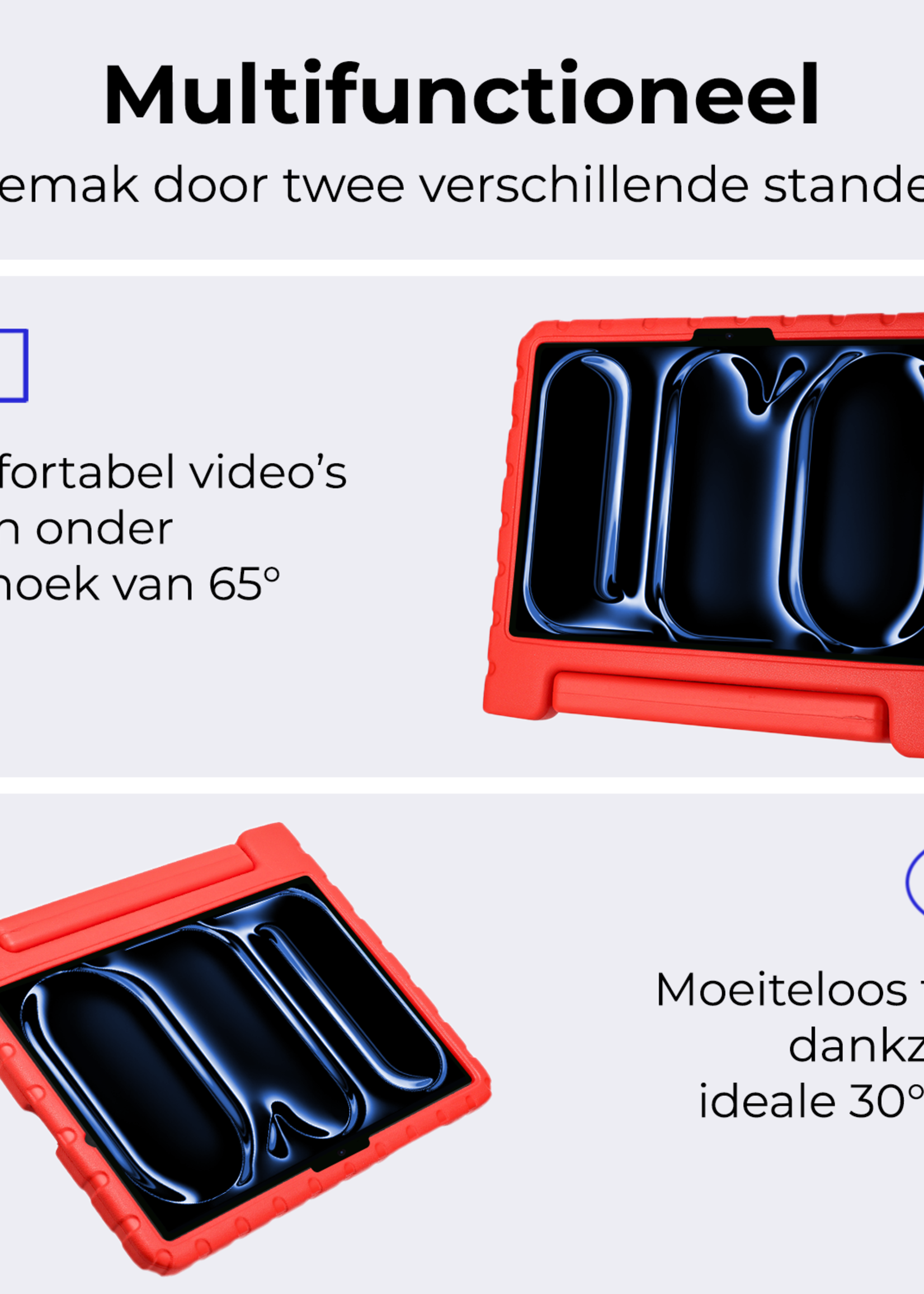 BTH iPad Pro 11 inch 2024 Hoes Kinder Hoesje Kids Case Cover Kids Proof Met Screenprotector - iPad Pro 11 inch 2024 Kinder Hoes - Rood