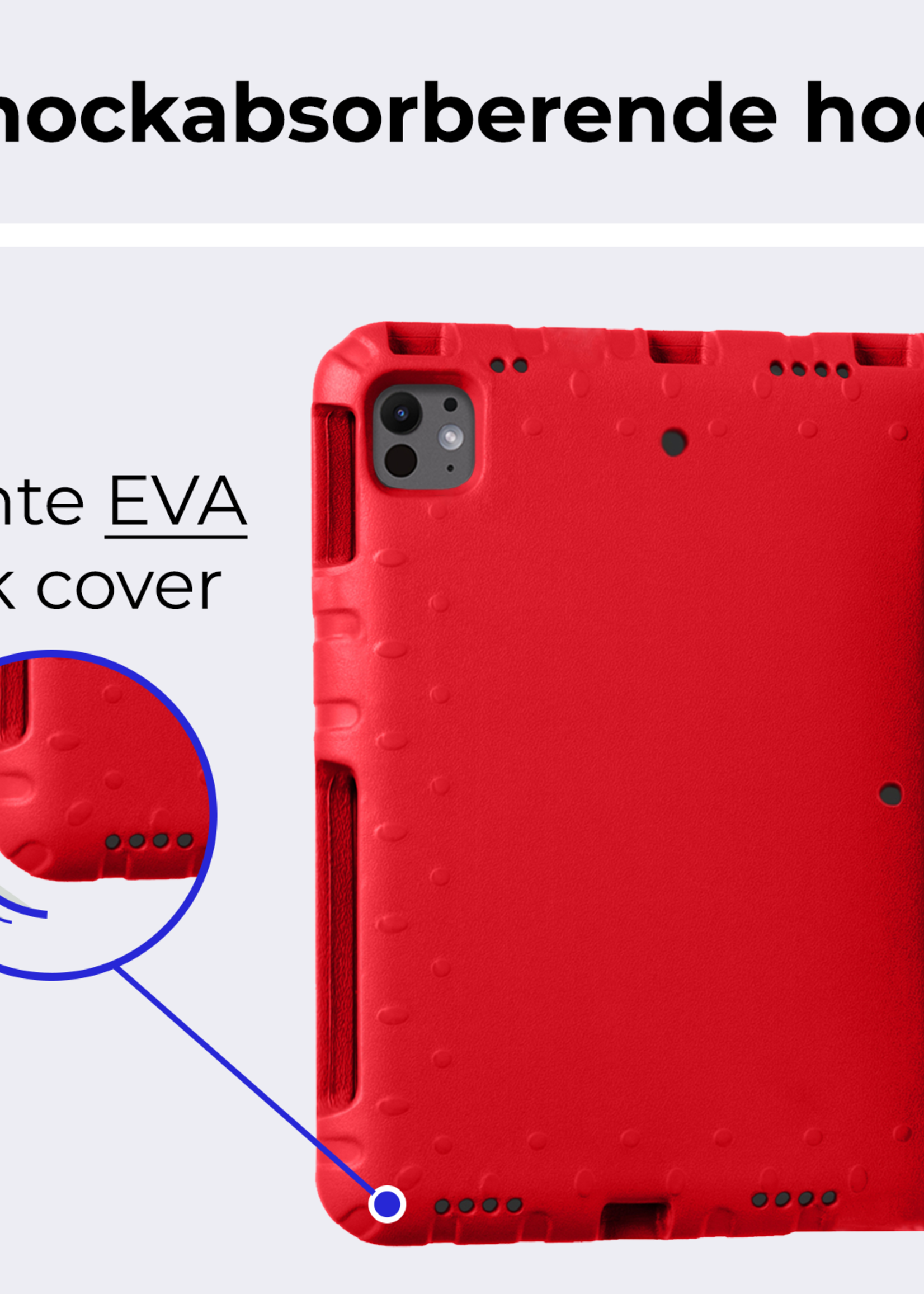 BTH iPad Pro 11 inch 2024 Hoes Kinder Hoesje Kids Case Cover Kids Proof Met Screenprotector - iPad Pro 11 inch 2024 Kinder Hoes - Rood