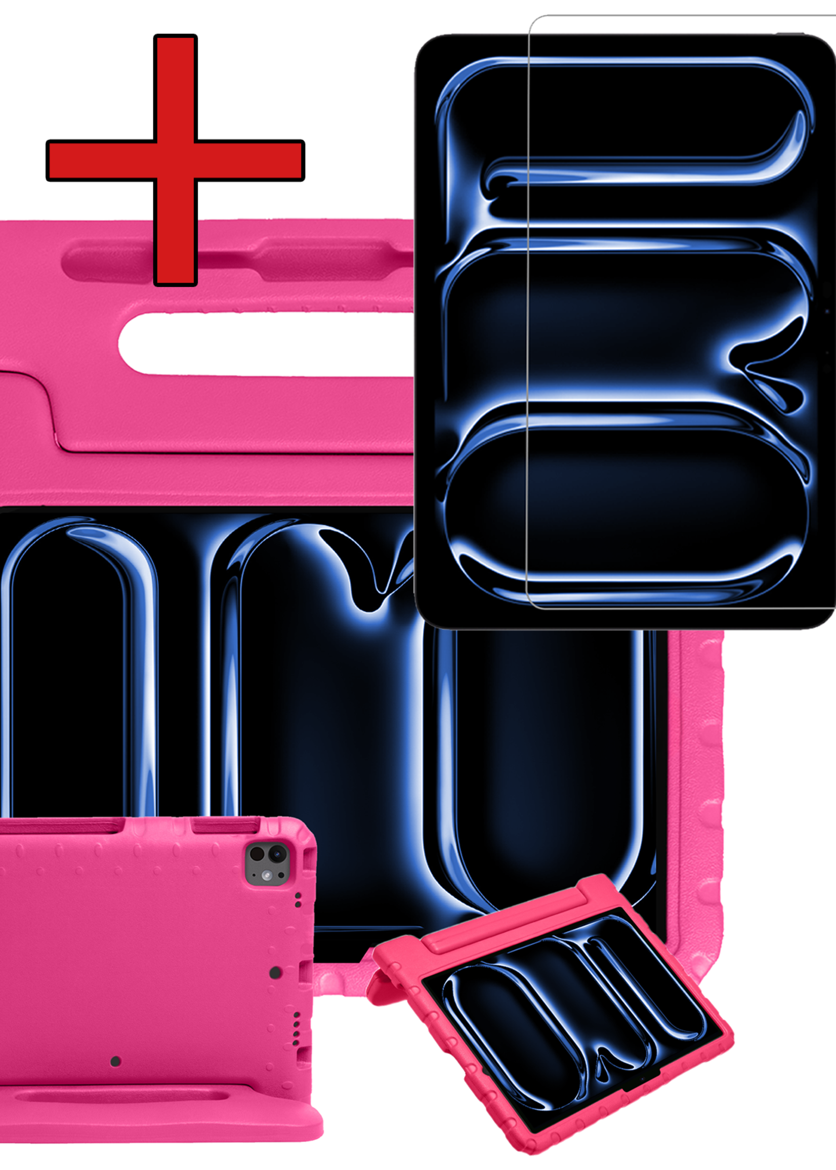 BTH iPad Pro 11 inch 2024 Hoes Kinder Hoesje Kids Case Cover Kids Proof Met Screenprotector - iPad Pro 11 inch 2024 Kinder Hoes - Roze
