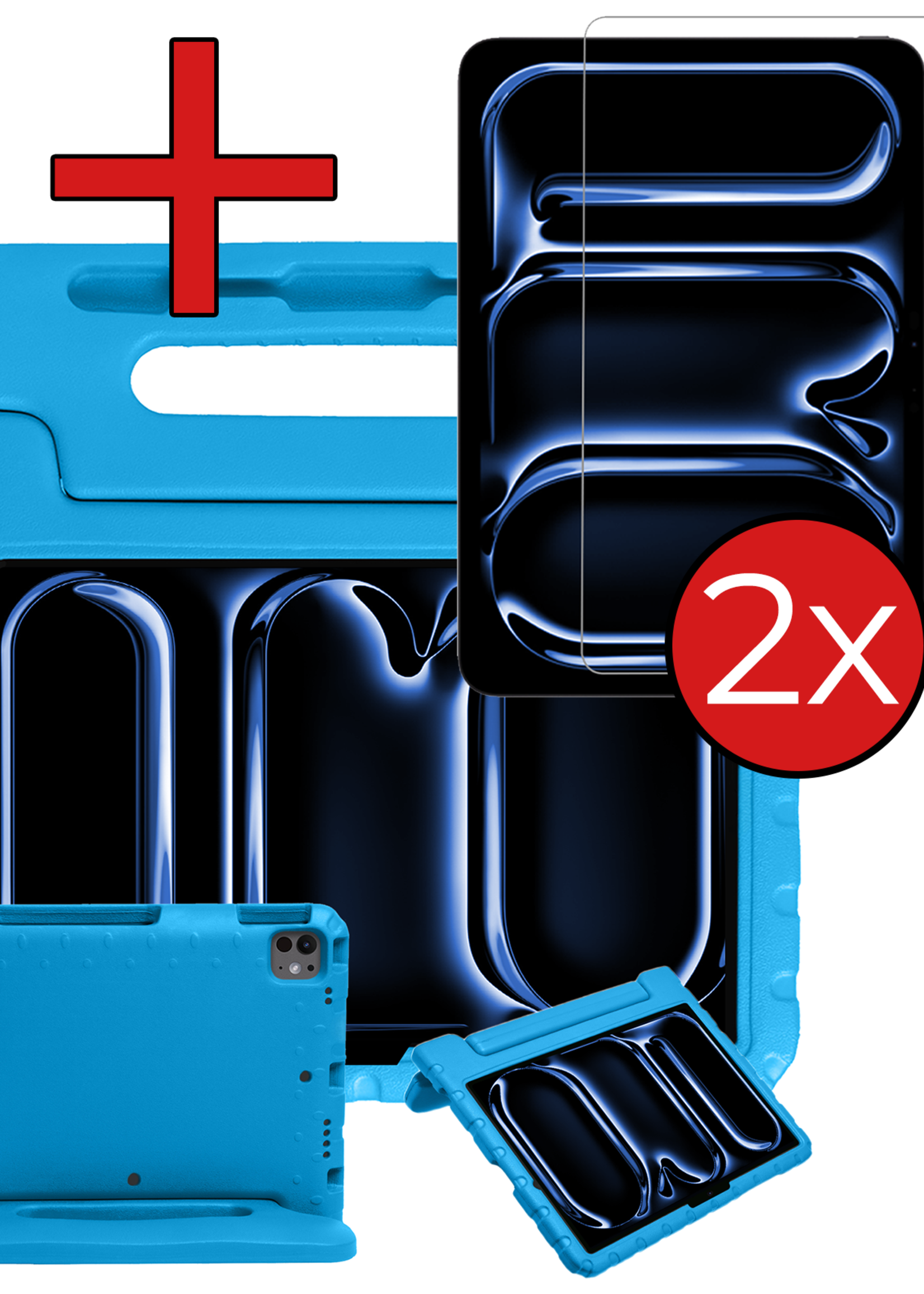 BTH iPad Pro 11 inch 2024 Hoes Kinder Hoesje Kids Case Cover Kids Proof Met 2x Screenprotector - iPad Pro 11 inch 2024 Kinder Hoes - Licht Blauw
