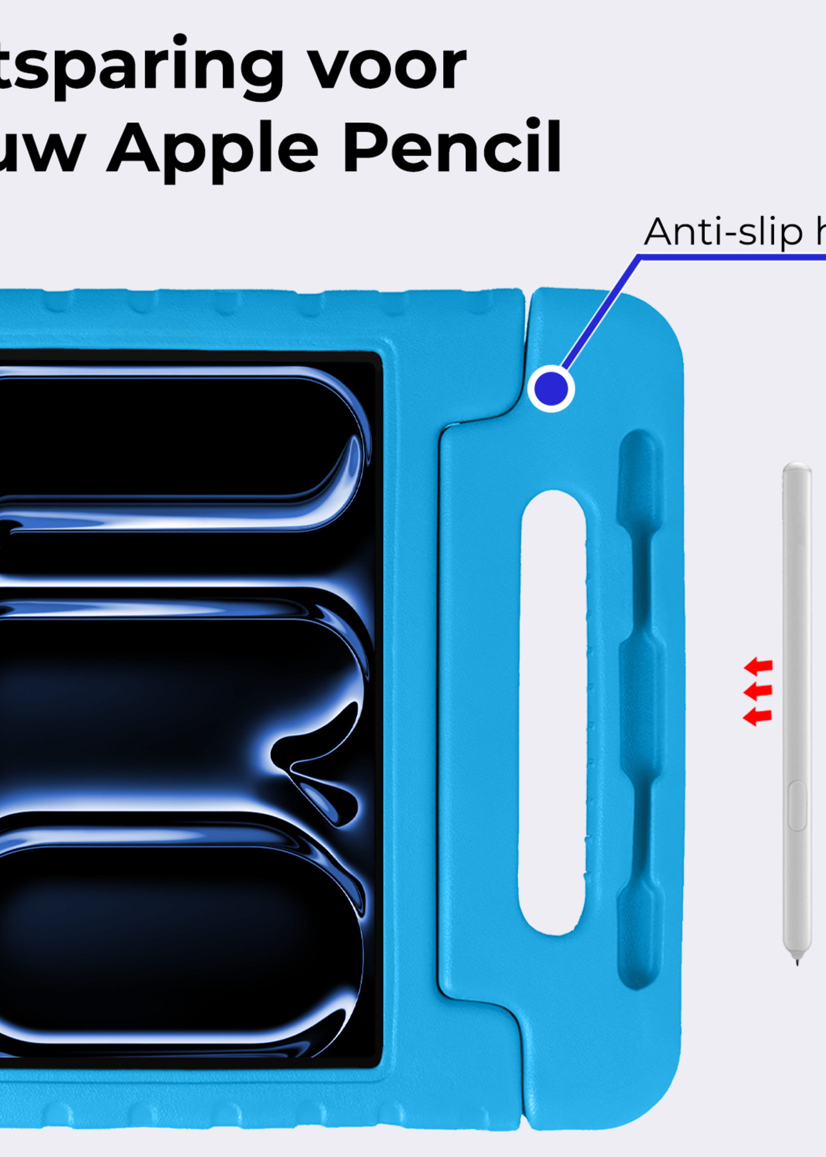 BTH iPad Pro 11 inch 2024 Hoes Kinder Hoesje Kids Case Cover Kids Proof Met 2x Screenprotector - iPad Pro 11 inch 2024 Kinder Hoes - Licht Blauw