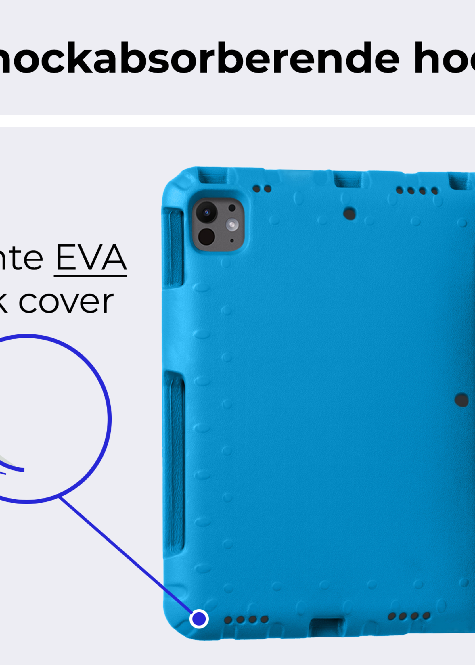 BTH iPad Pro 11 inch 2024 Hoes Kinder Hoesje Kids Case Cover Kids Proof Met 2x Screenprotector - iPad Pro 11 inch 2024 Kinder Hoes - Licht Blauw