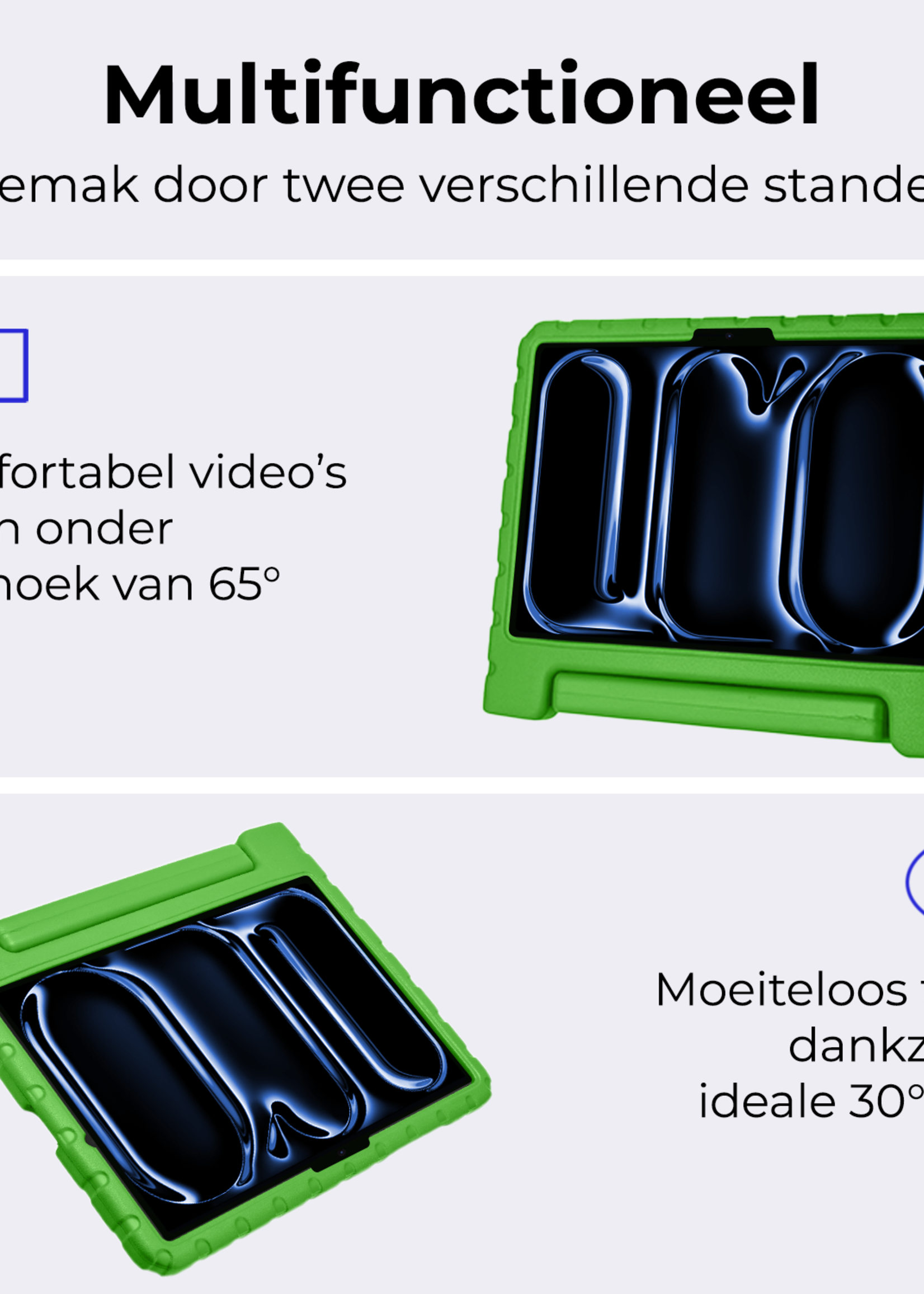 BTH iPad Pro 11 inch 2024 Hoes Kinder Hoesje Kids Case Cover Kids Proof Met 2x Screenprotector - iPad Pro 11 inch 2024 Kinder Hoes - Groen