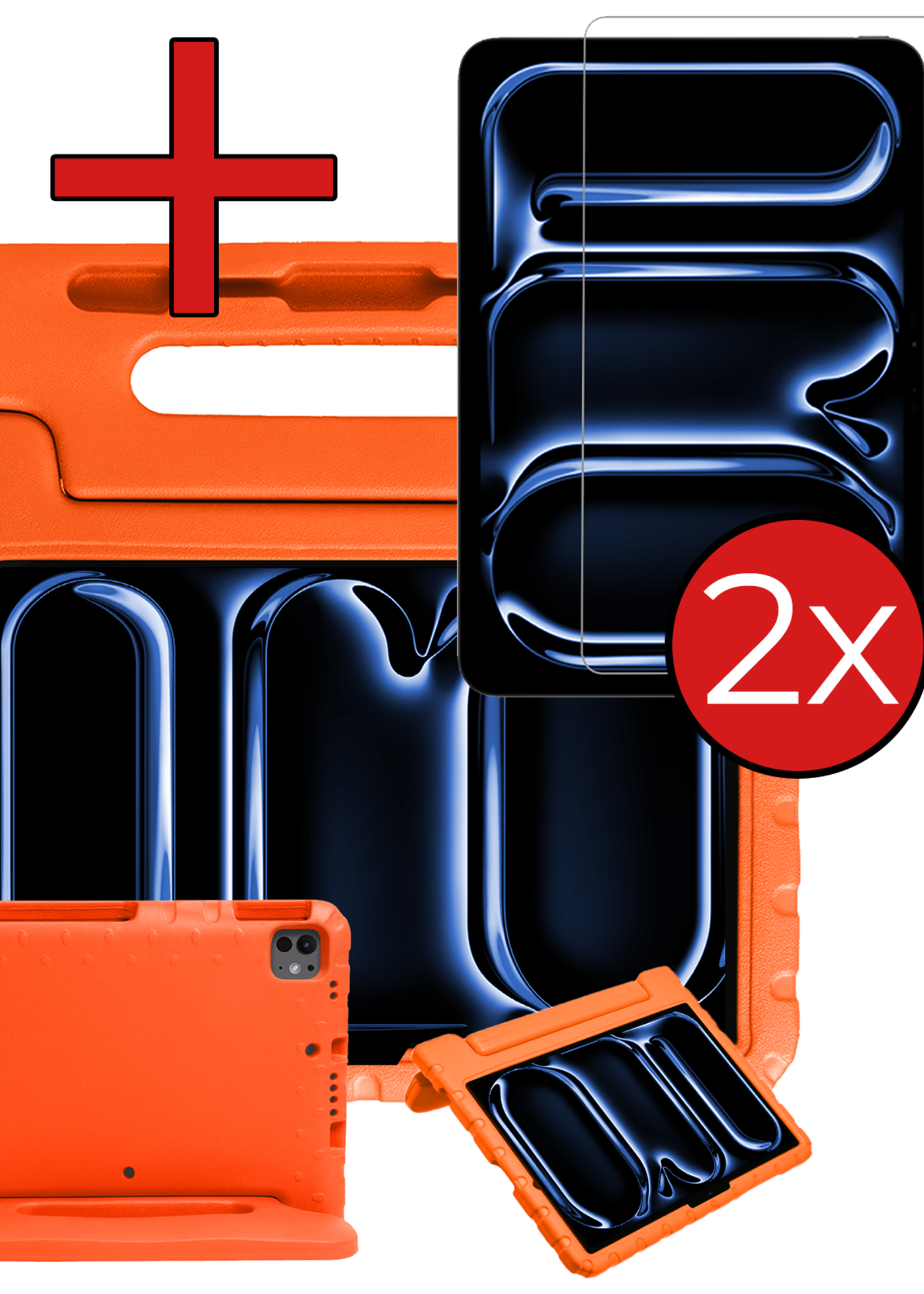 BTH iPad Pro 11 inch 2024 Hoes Kinder Hoesje Kids Case Cover Kids Proof Met 2x Screenprotector - iPad Pro 11 inch 2024 Kinder Hoes - Oranje